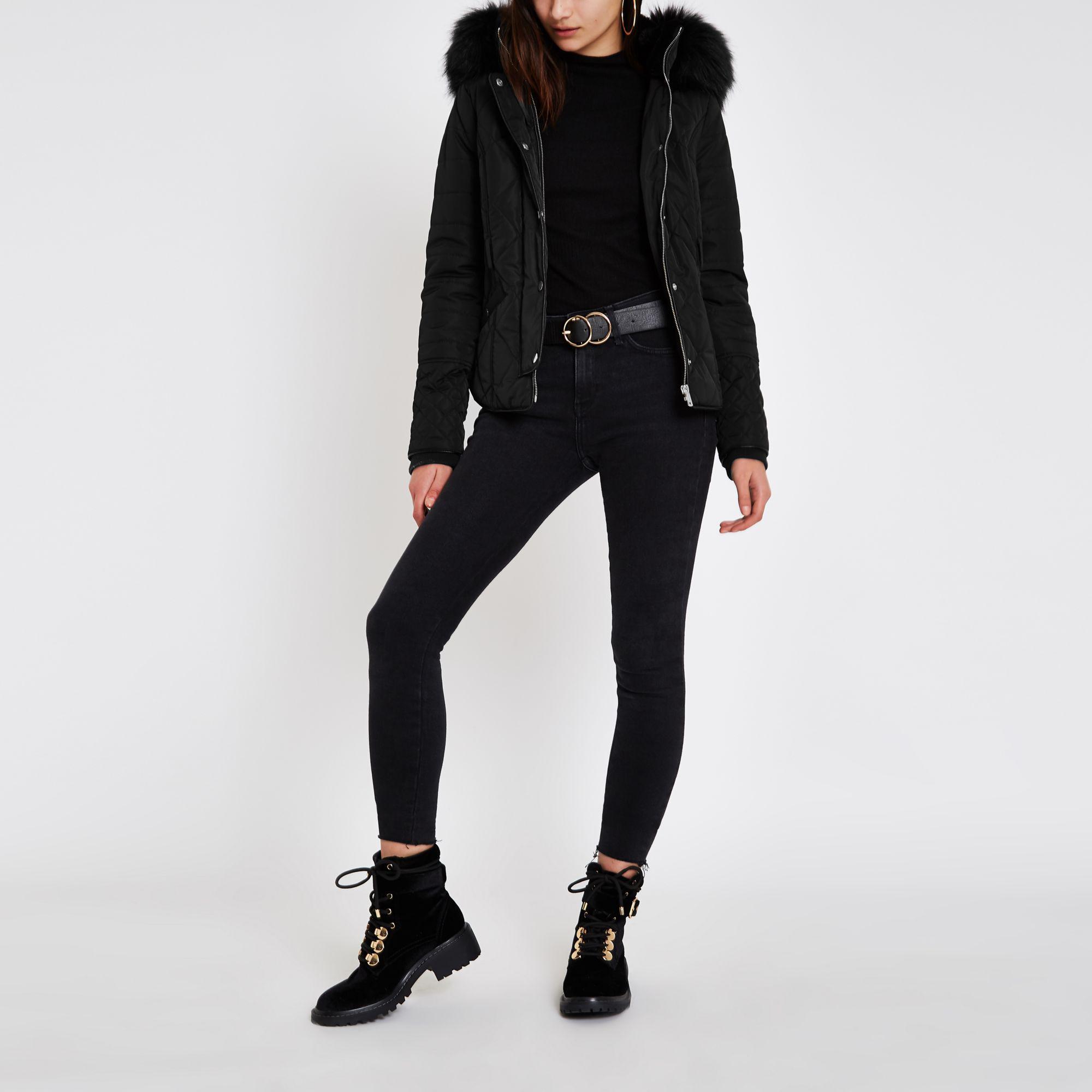 river island black puffer jacket