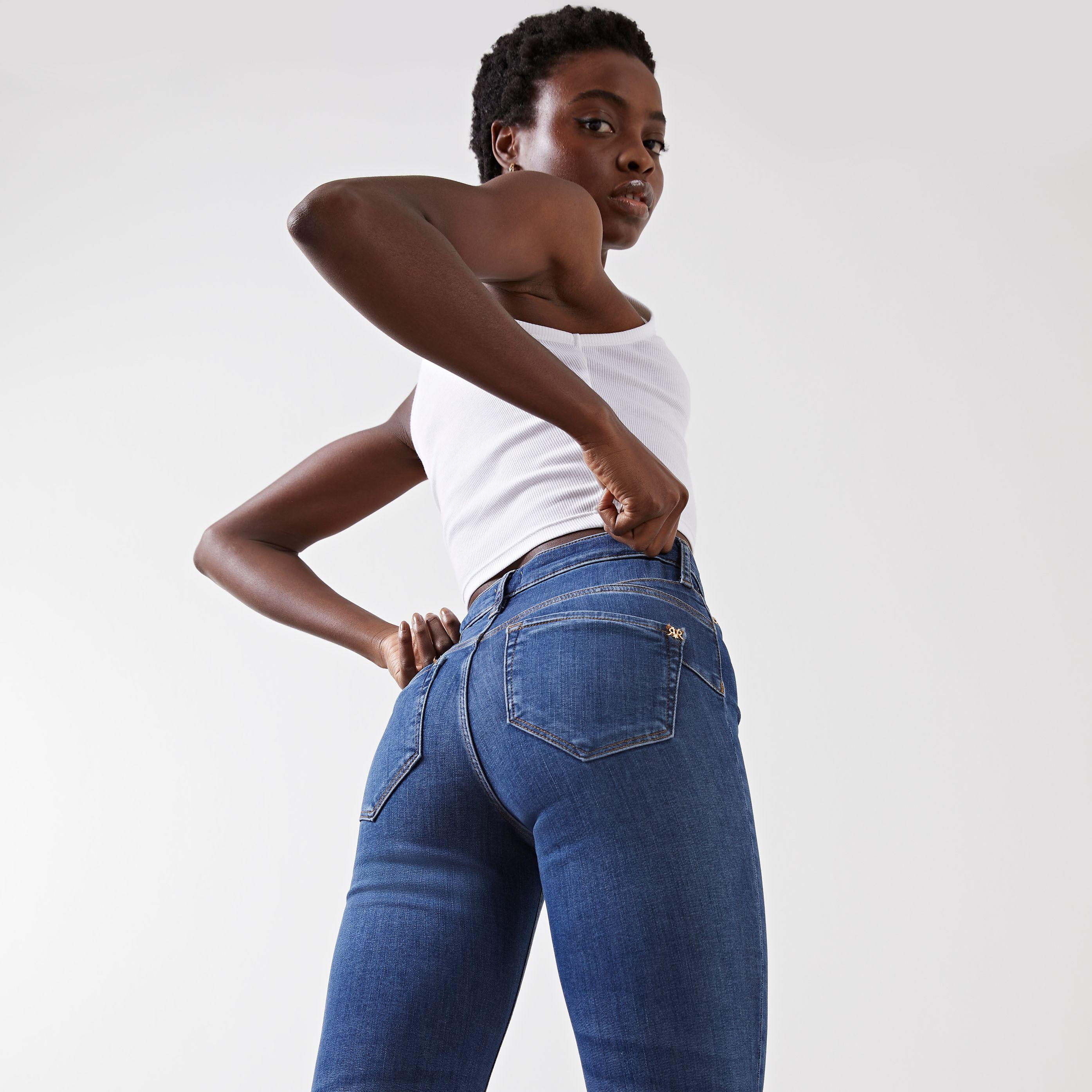 River Island Cotton Blue Molly Mid Rise 