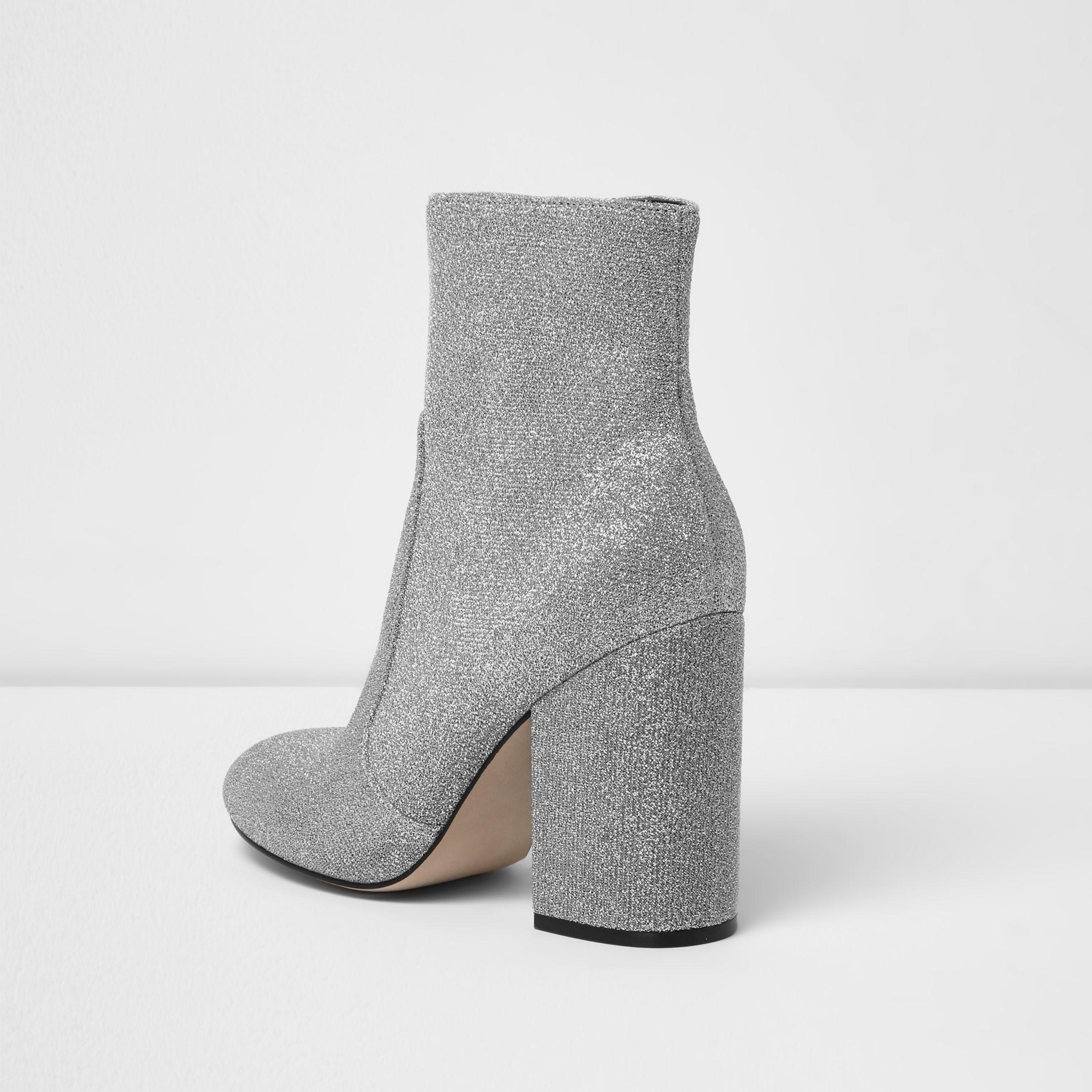 Buy Twenty Dresses by Nykaa Fashion Silver Embellished Ankle Strap Block  Heels Online