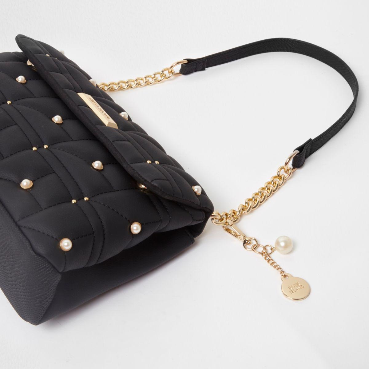 river island black quilted bag