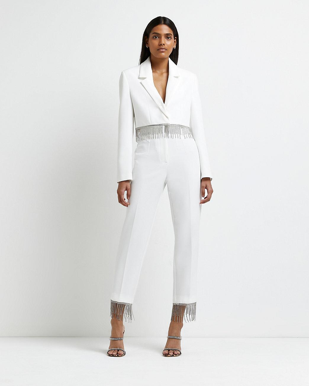 River Island White Sequin Fringe 