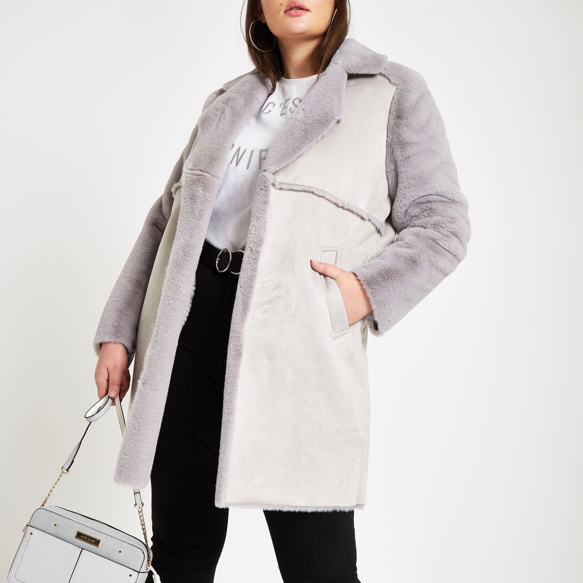 river island grey coat