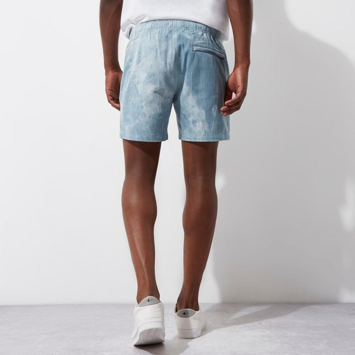 Lyst River Island Blue Acid Wash Woven Shorts in Blue for Men