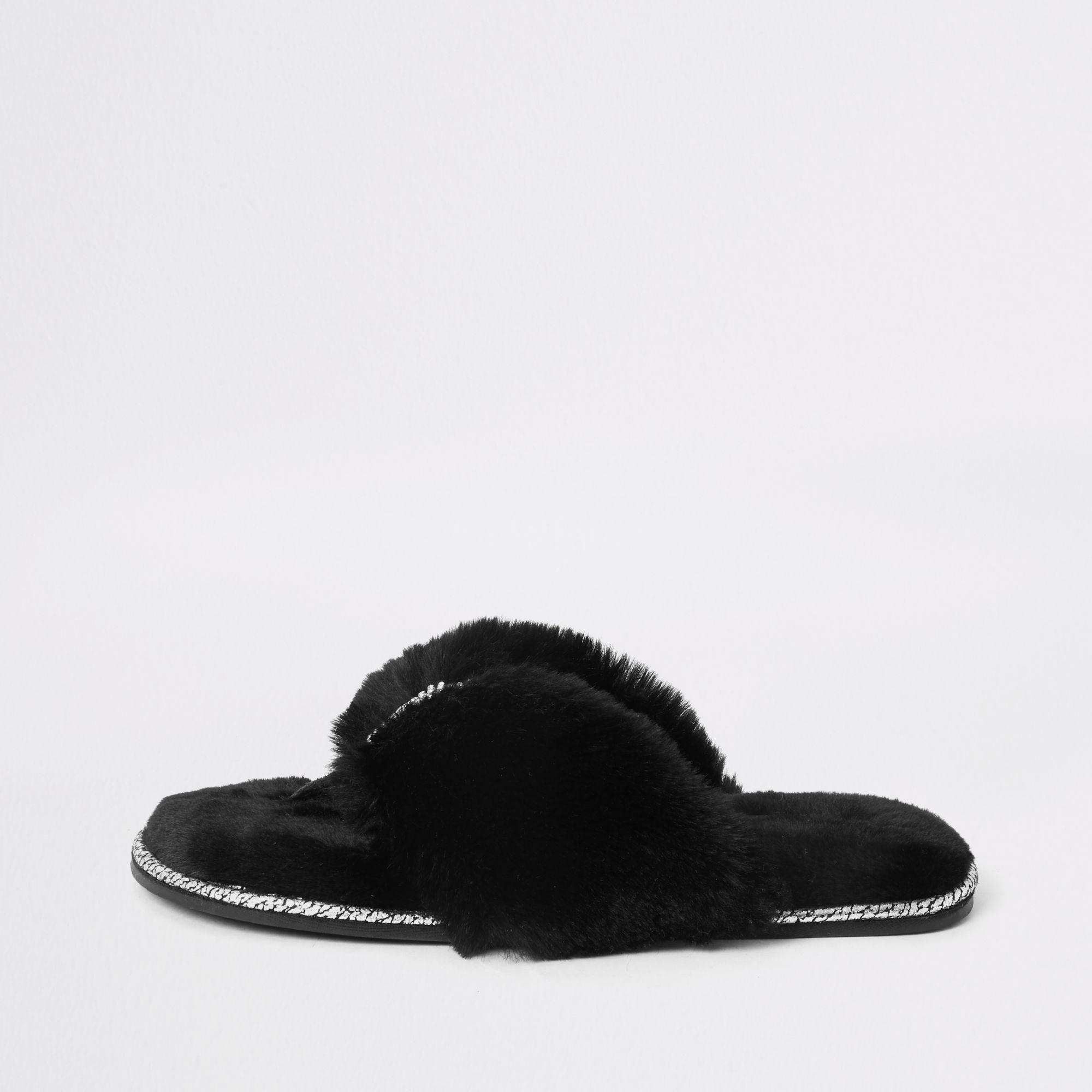 black diamante flip flops