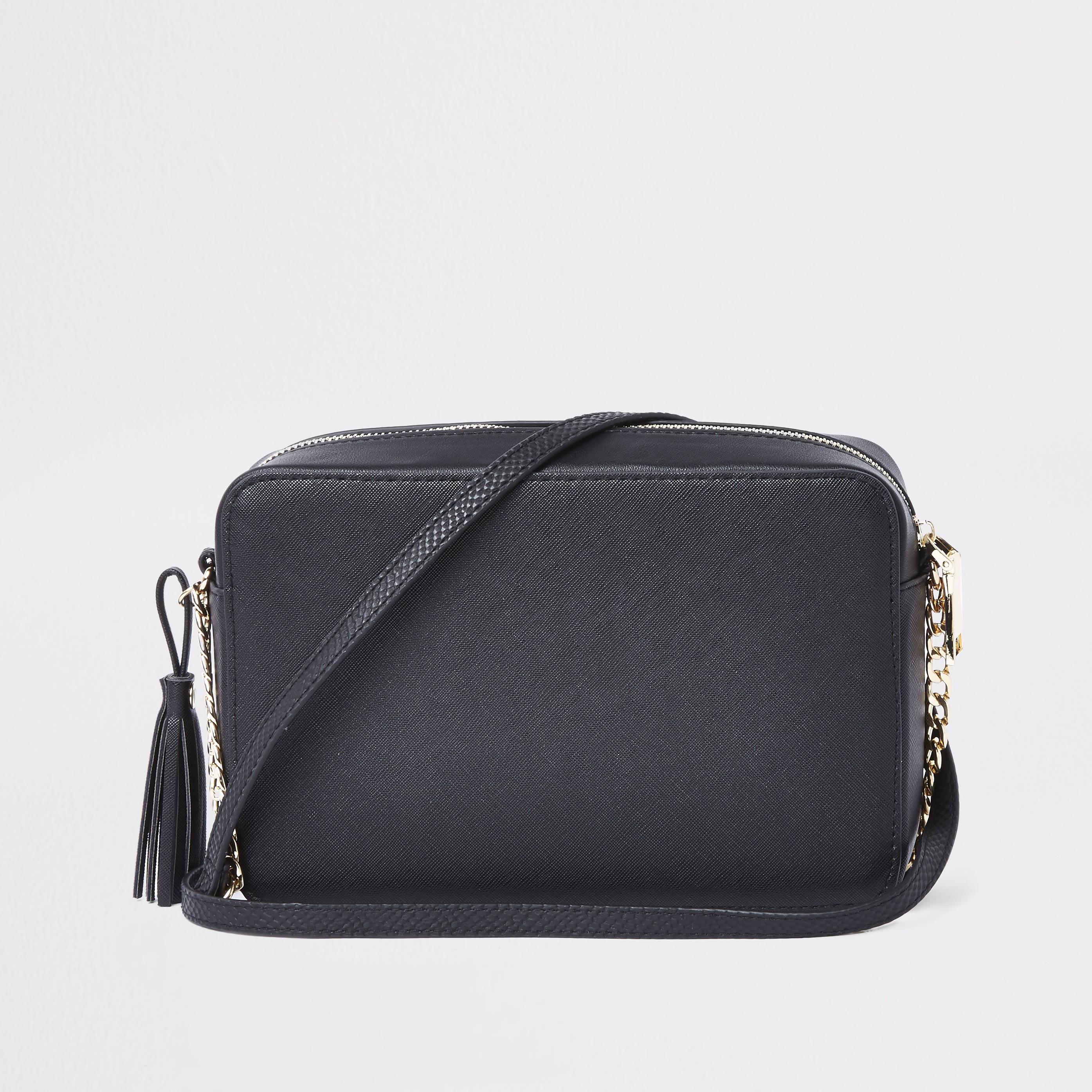 Black croc embossed boxy cross body bag hotsell