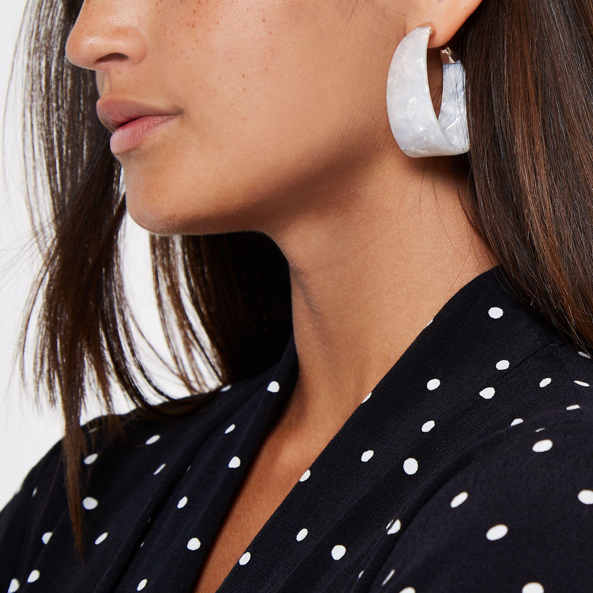 River Island Synthetic Hoop Earrings in White - Lyst