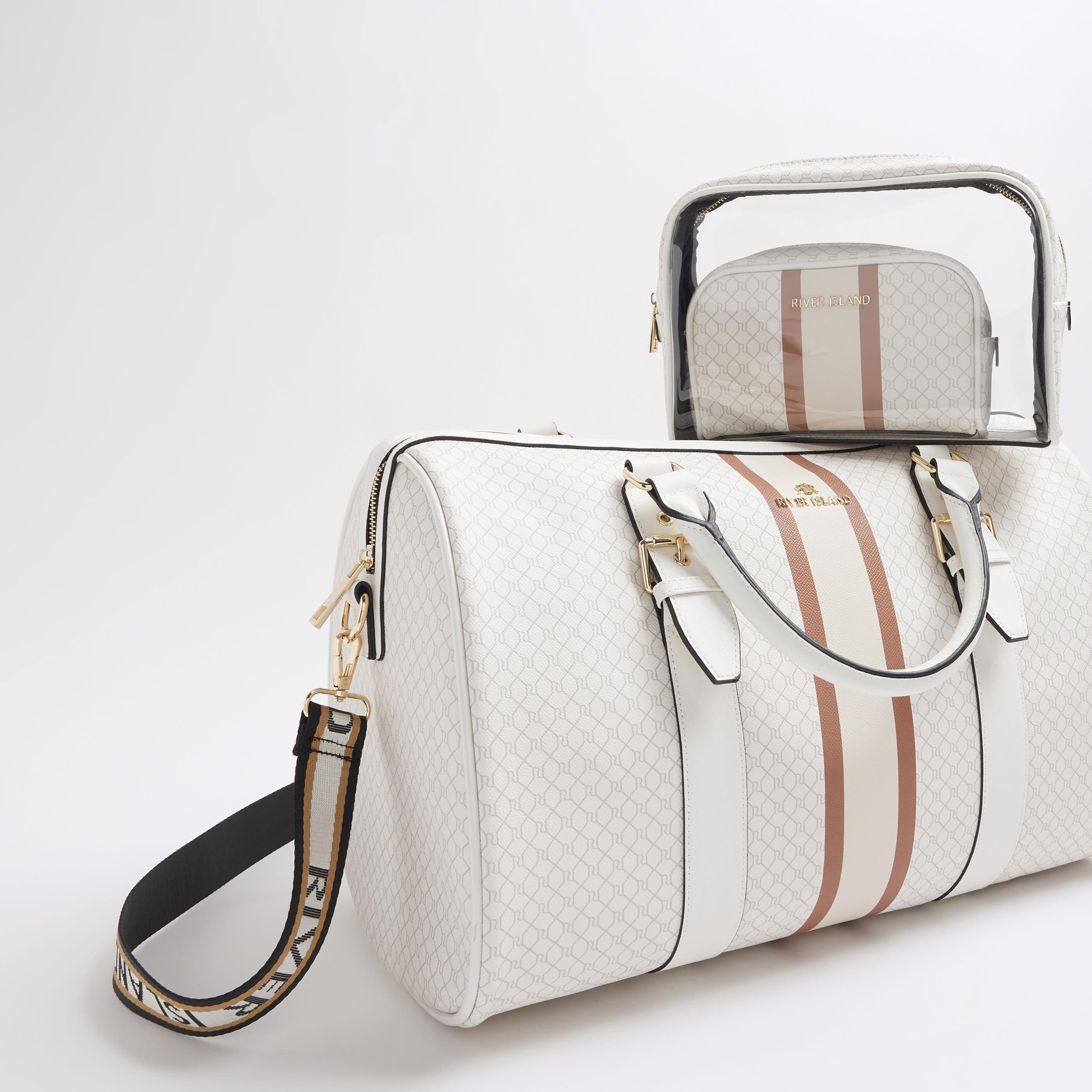 River Island White Monogram Travel And Makeup Bag Bundle Lyst Australia