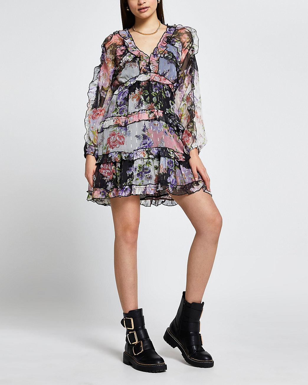 river island purple floral dress