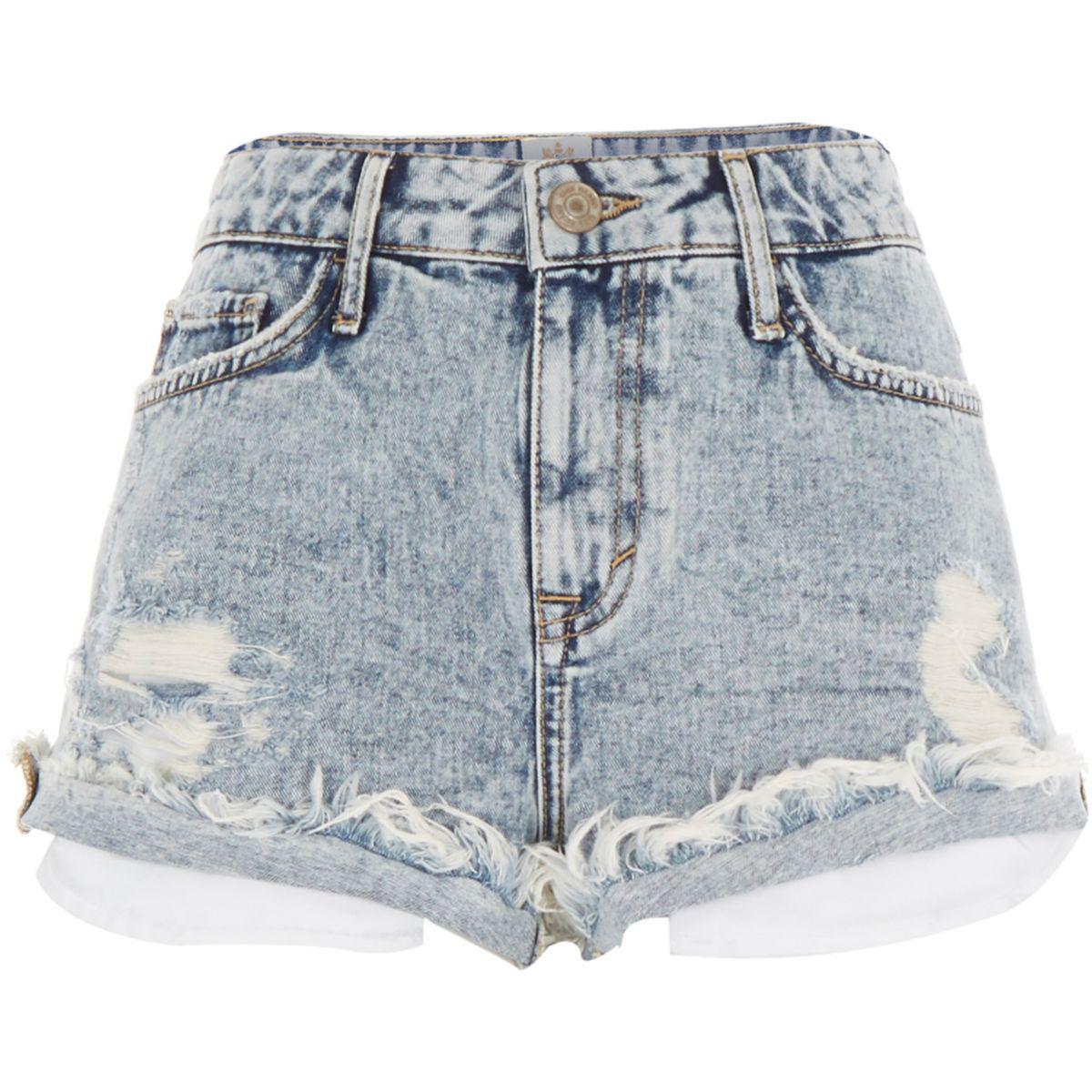 river island white embroidered shorts
