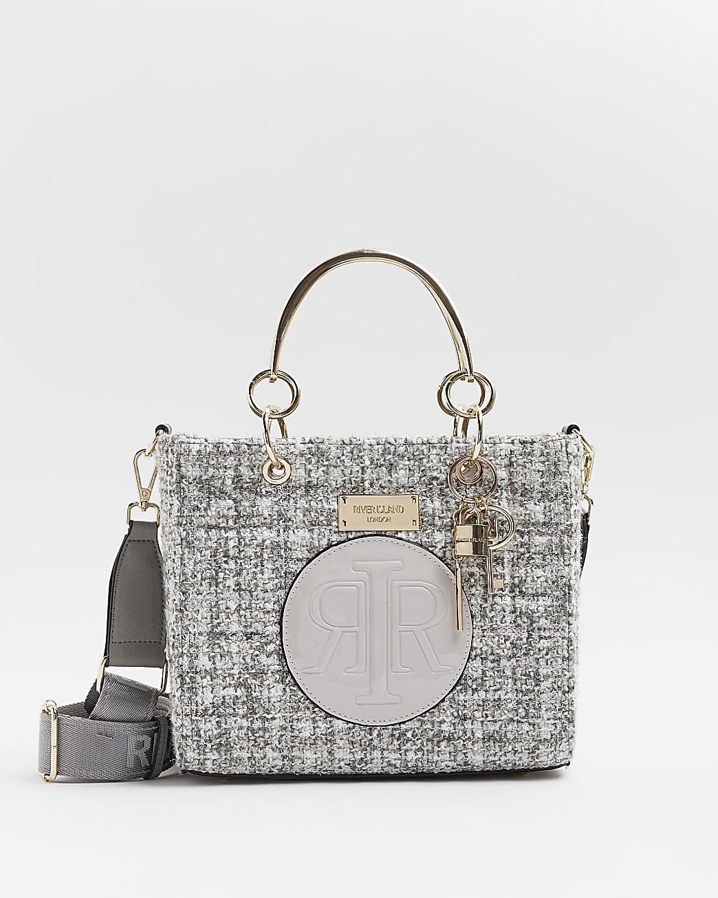 river island grey tote bag