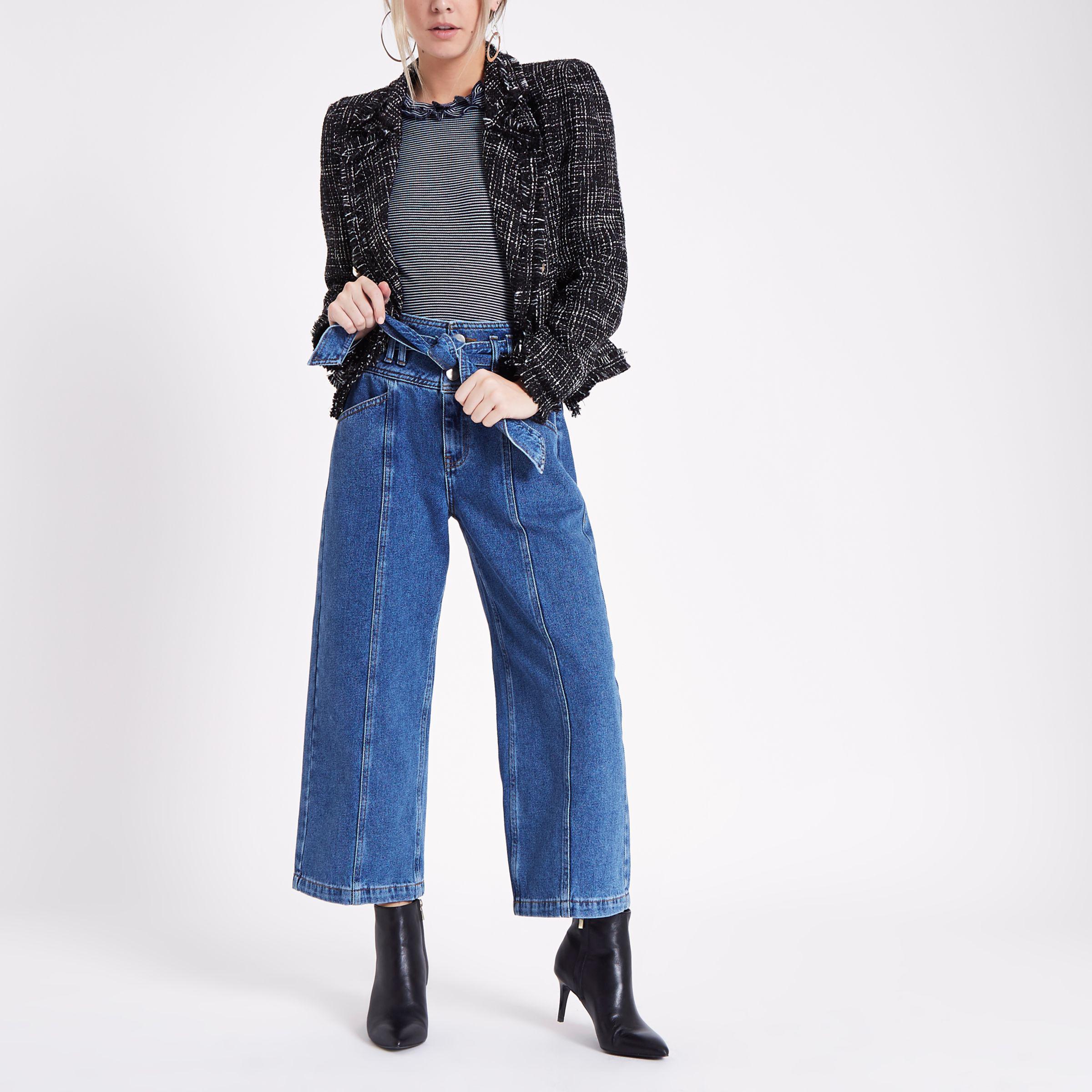 Petite Belted Denim Culottes 