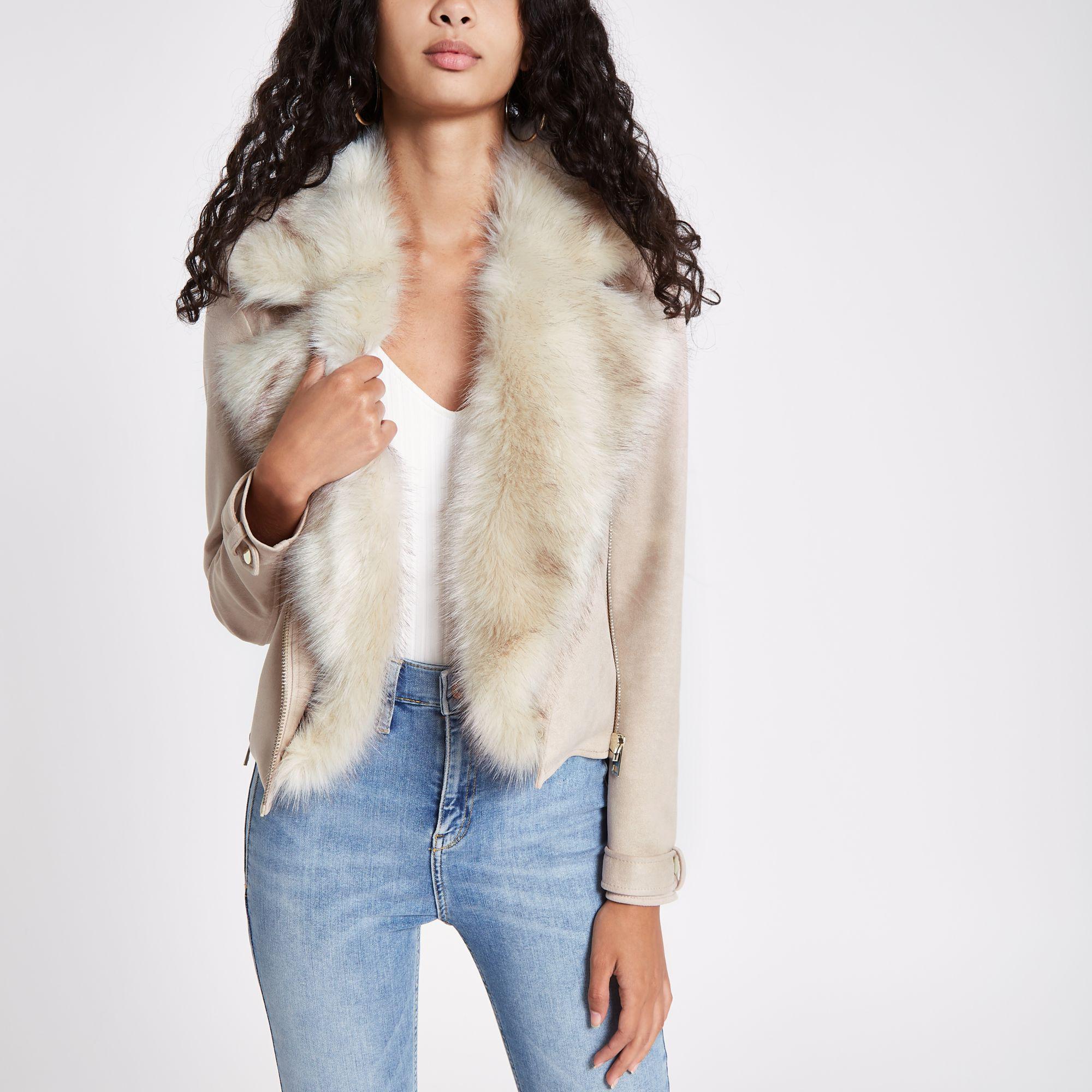 fur trim biker jacket