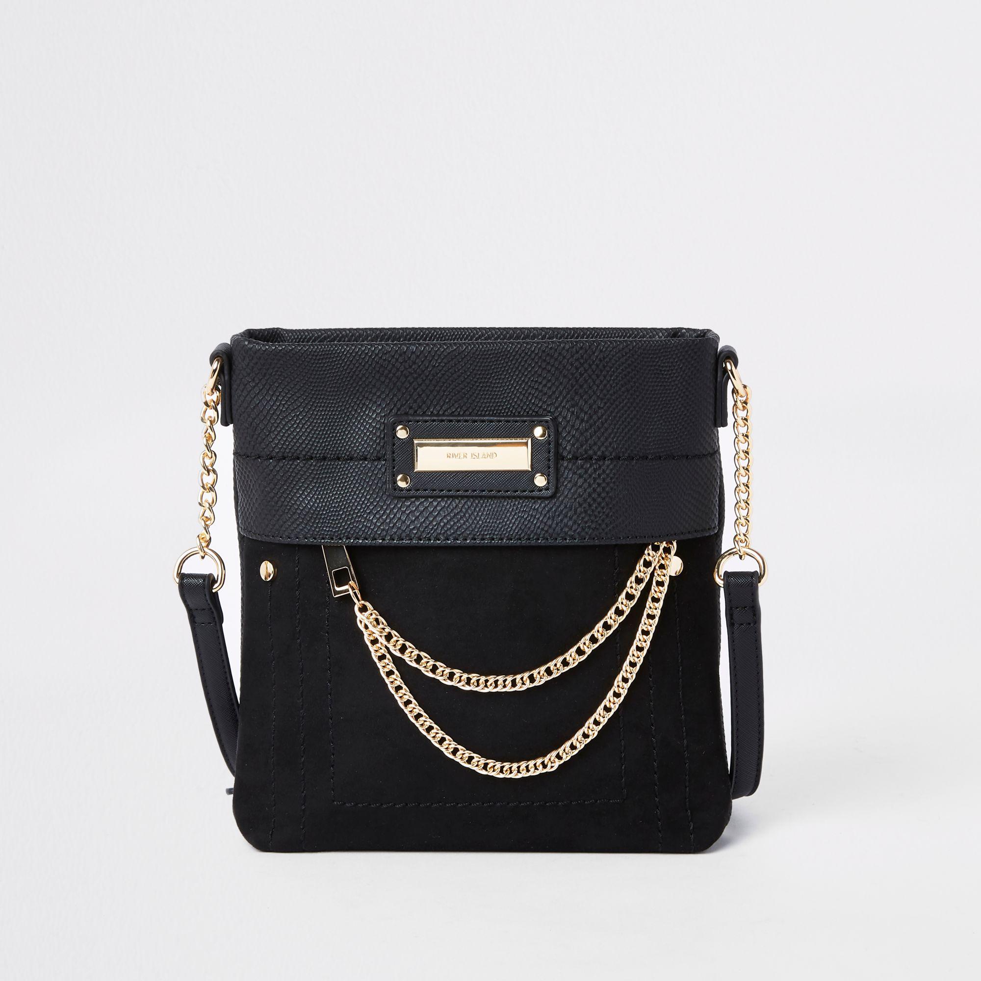 Black zip front cross body bag Clearance