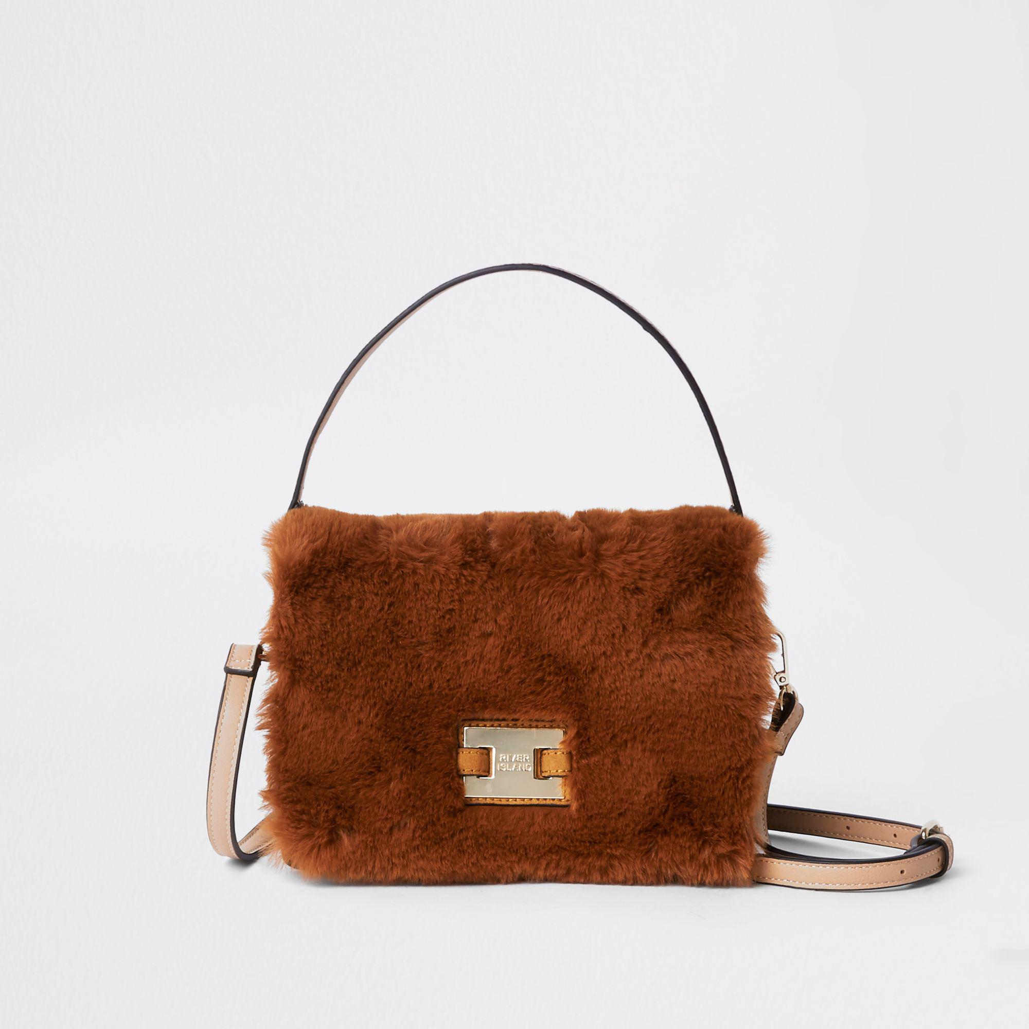 river island fur bag