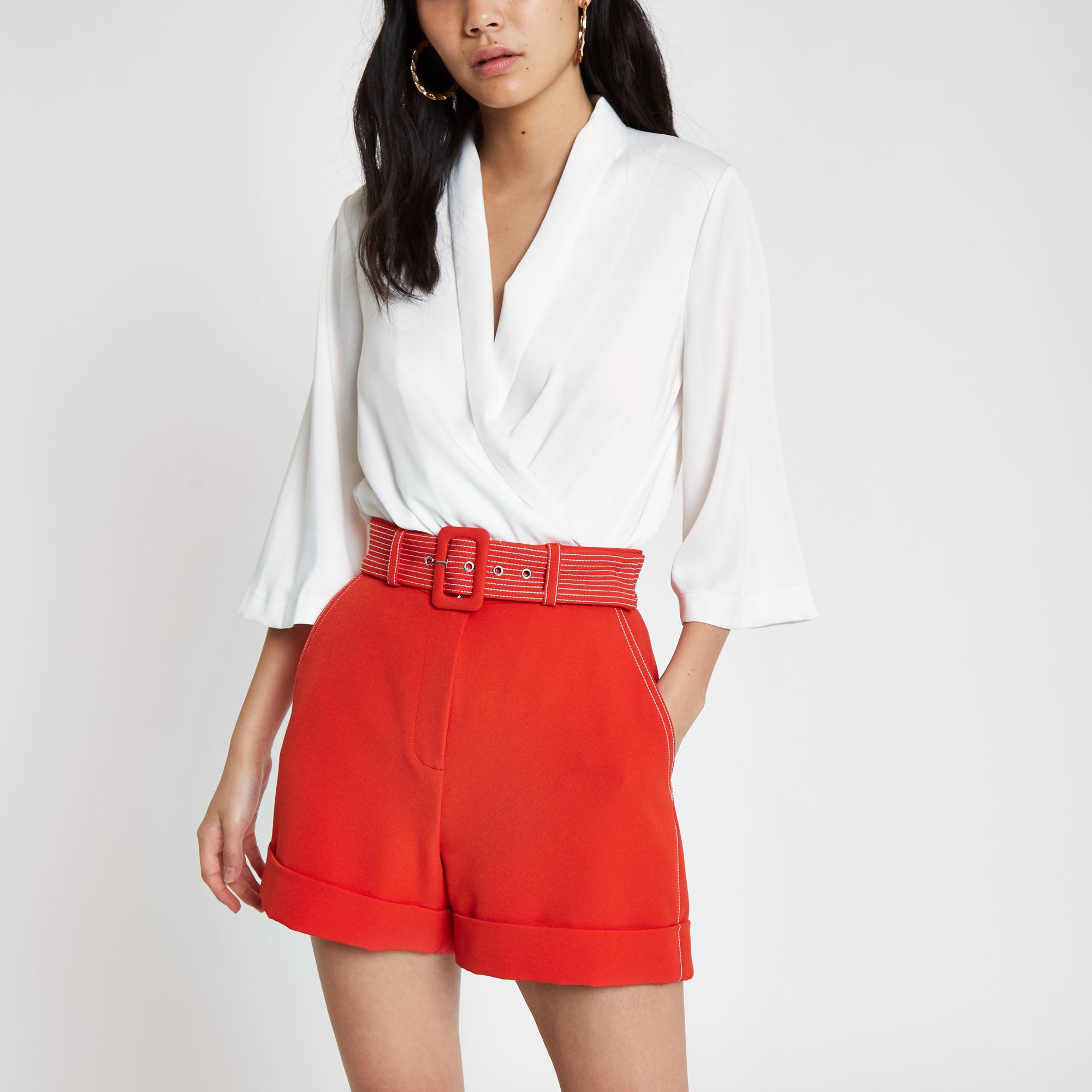 river island red shorts