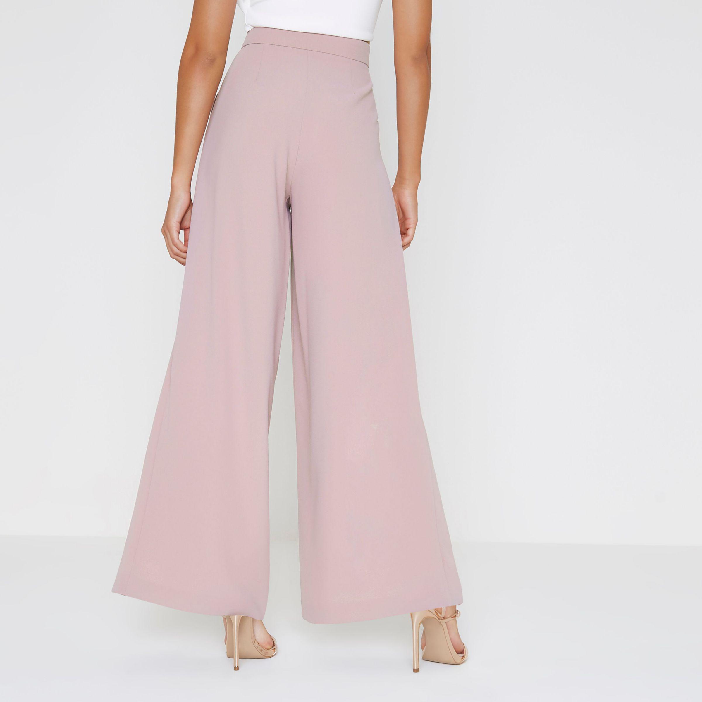 River Island Synthetic Light Wide Leg Trousers in Pink - Lyst