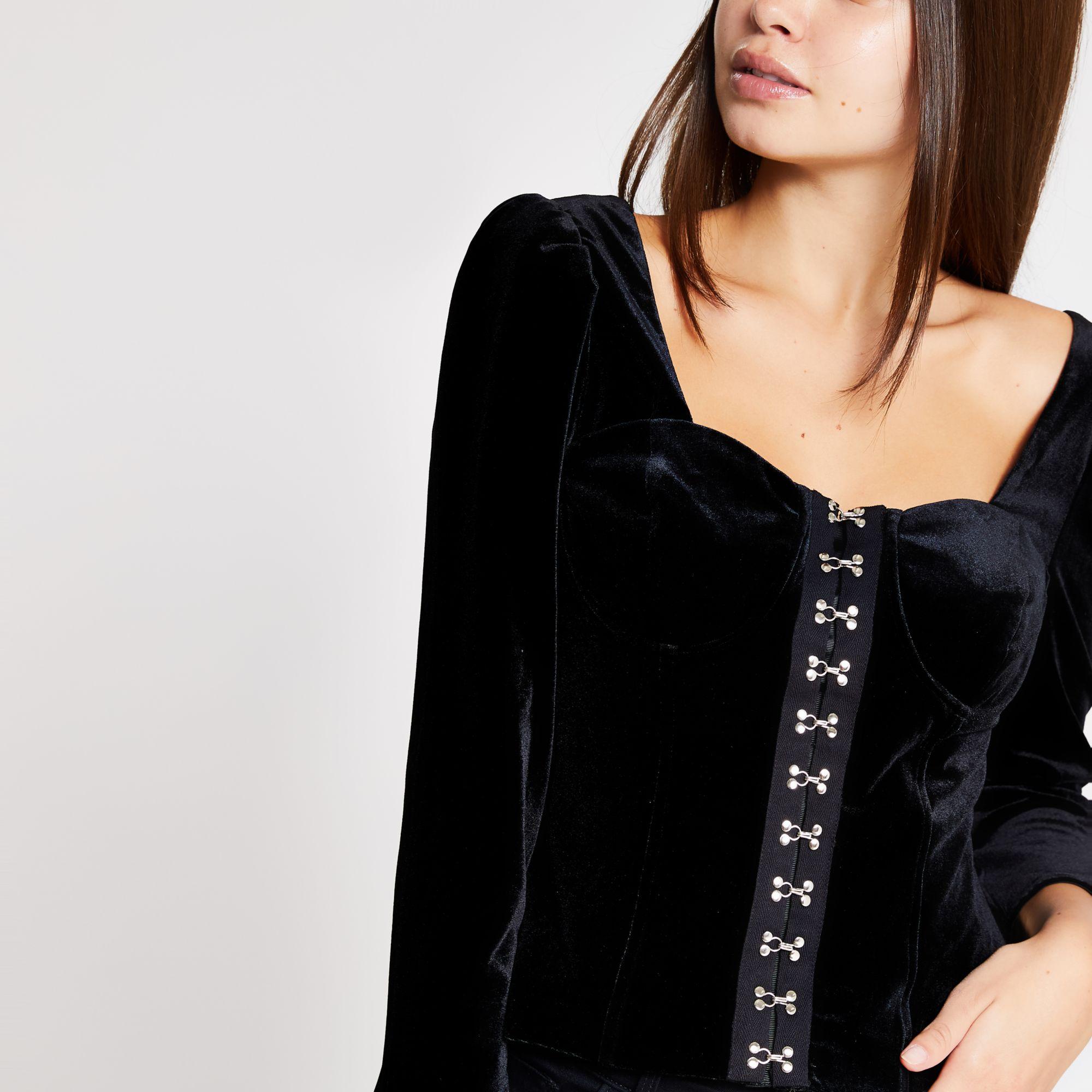 River Island Black Velvet Long Sleeve 