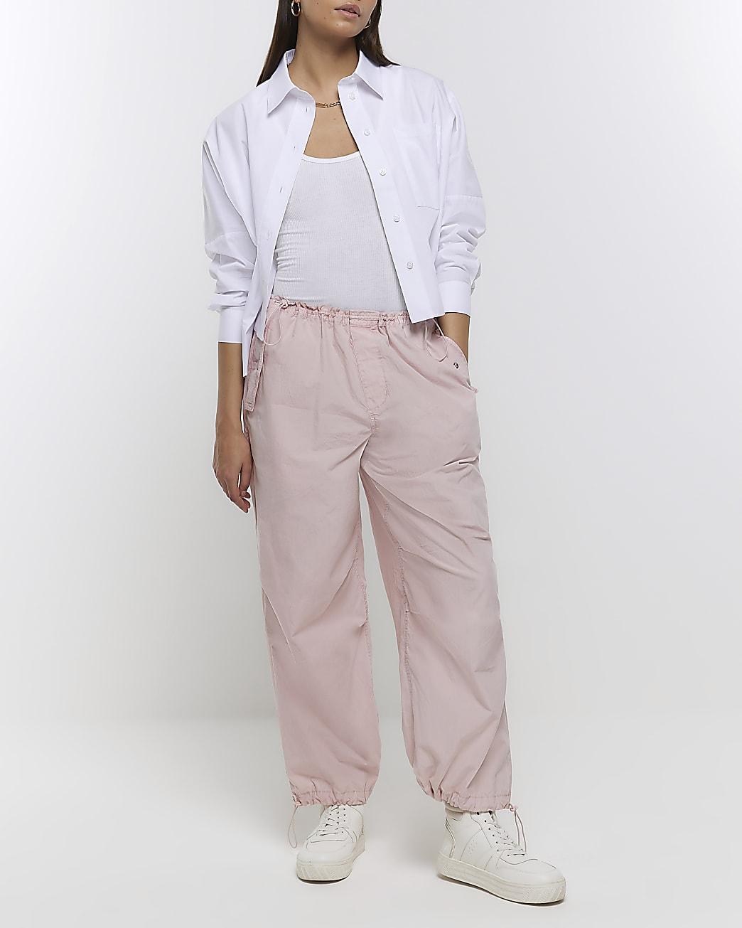 River Island Pink Low Rise Parachute Trousers | Lyst