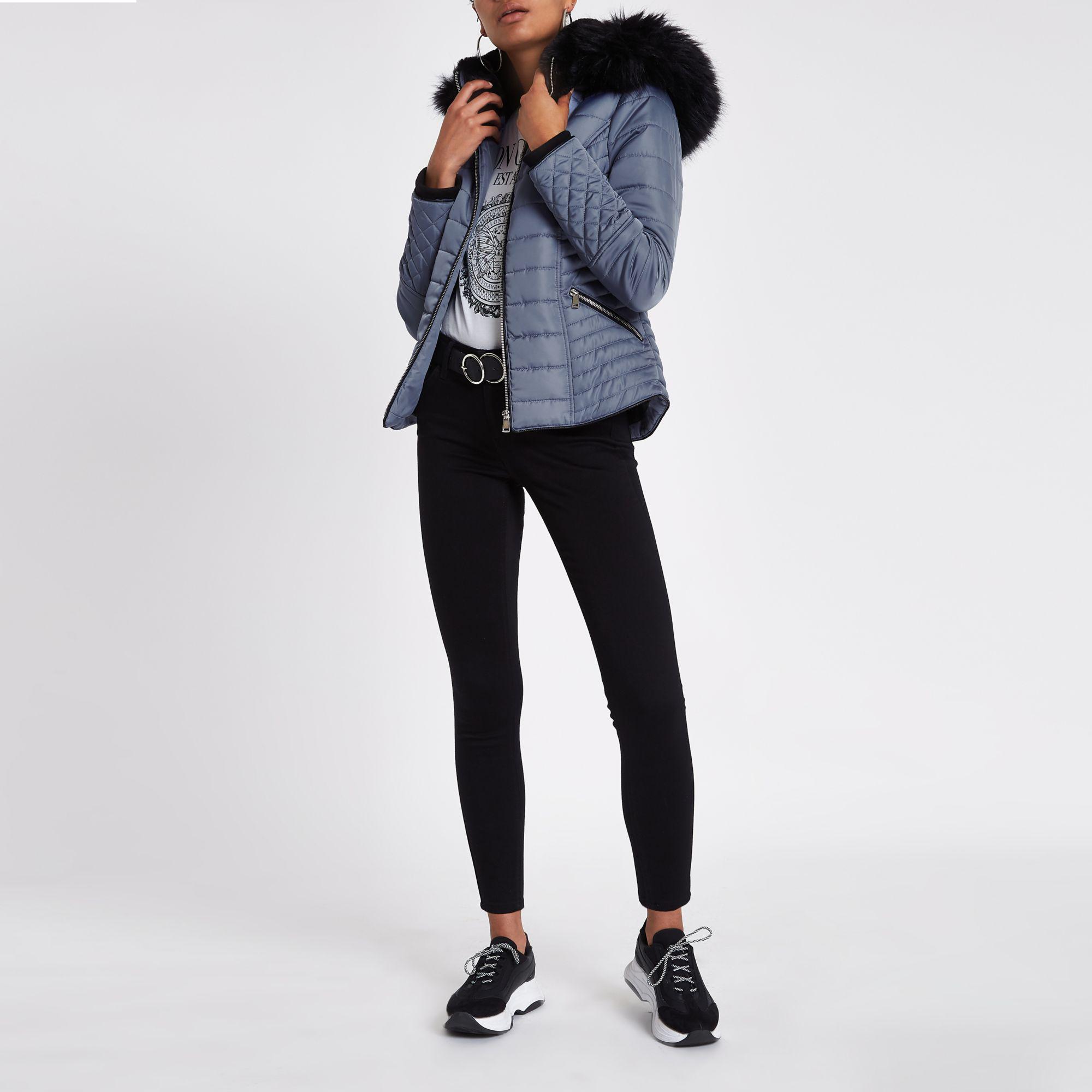 river island faux fur bolsa