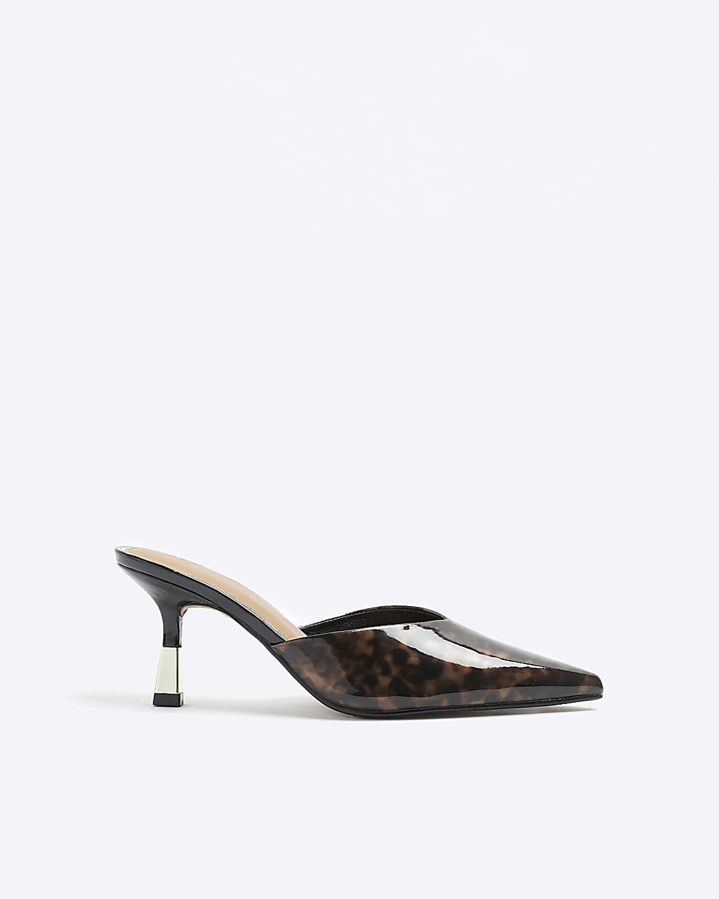 River Island Tortoise Shell Mule Pointed Court Shoes in White | Lyst