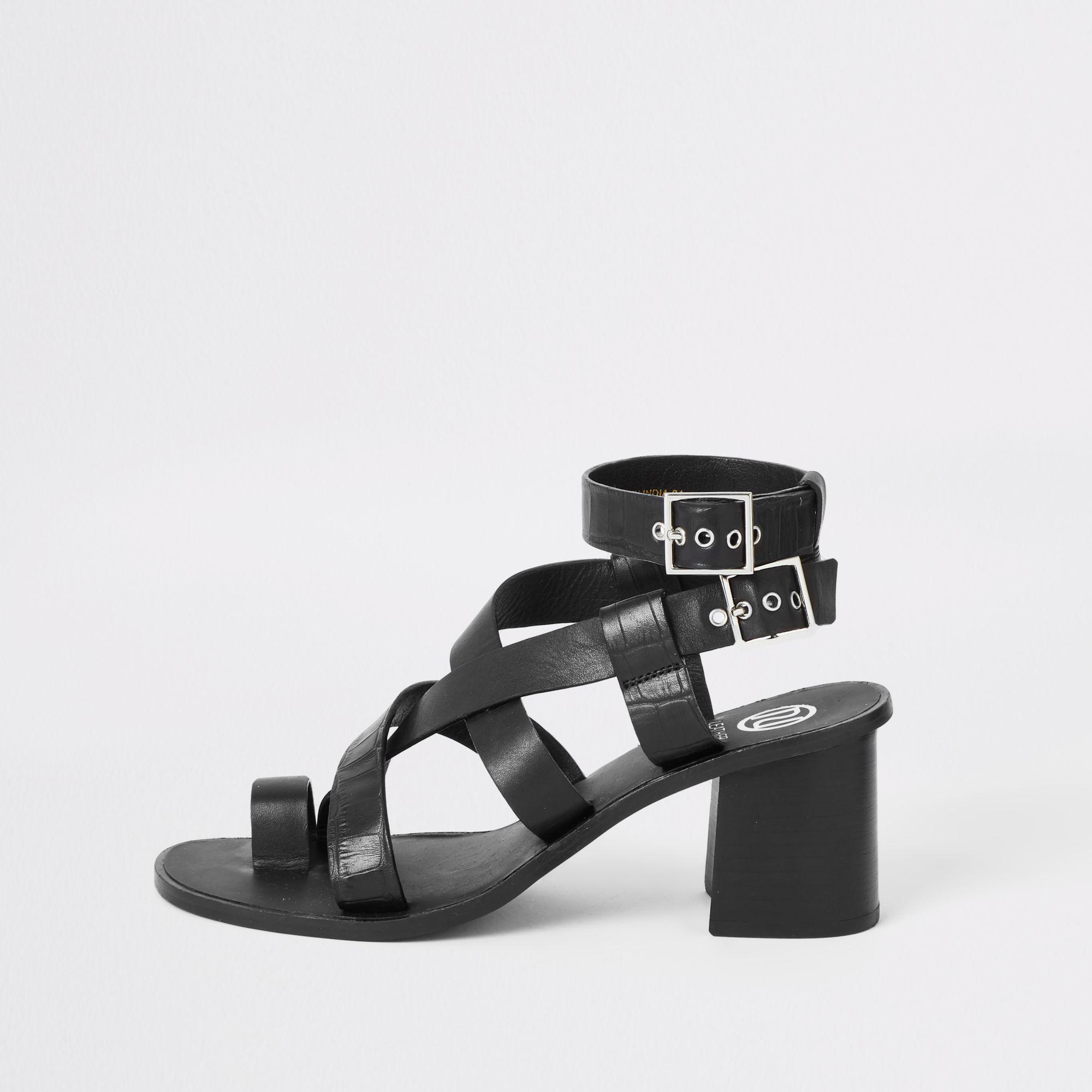 river island black heeled sandals