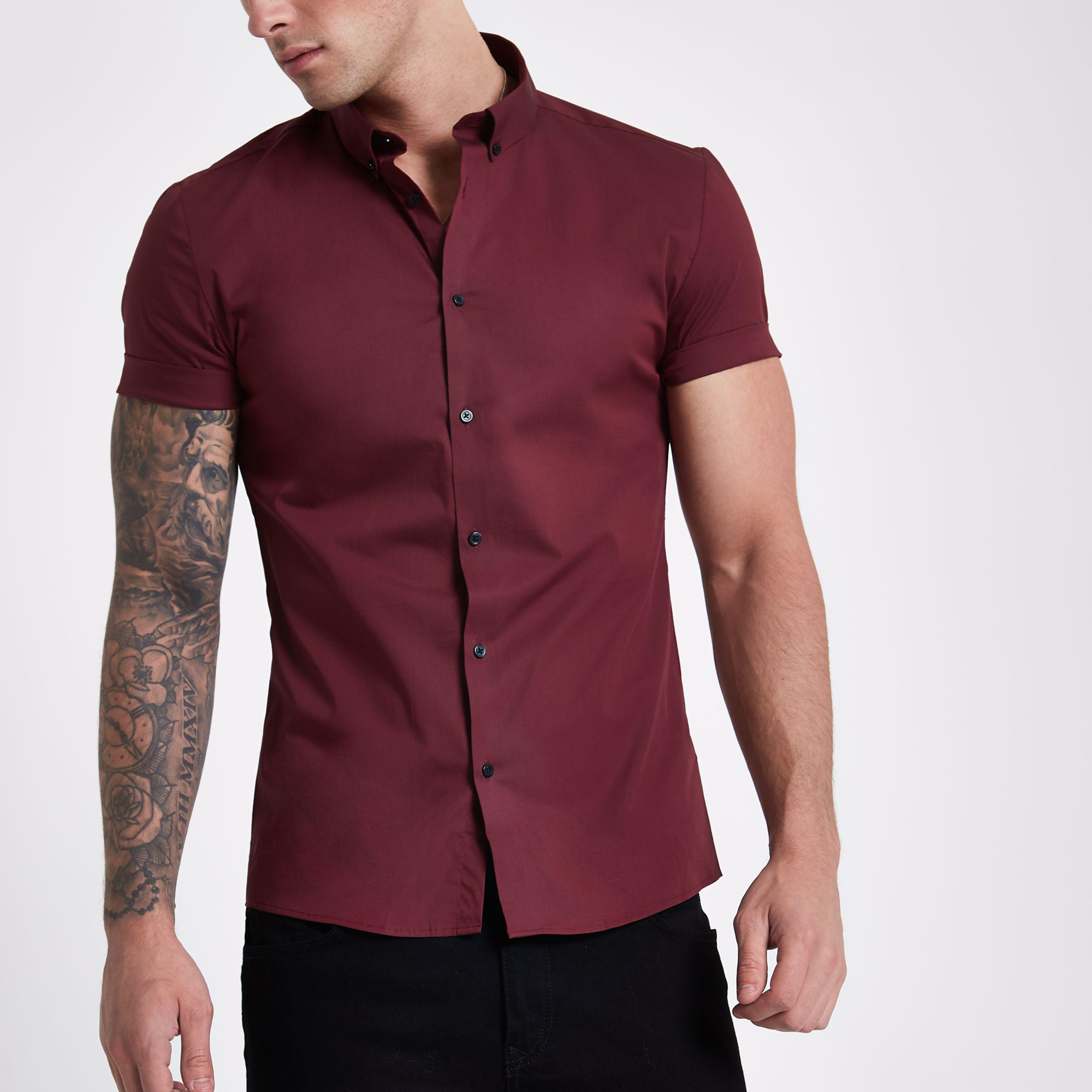 burgundy muscle fit shirt