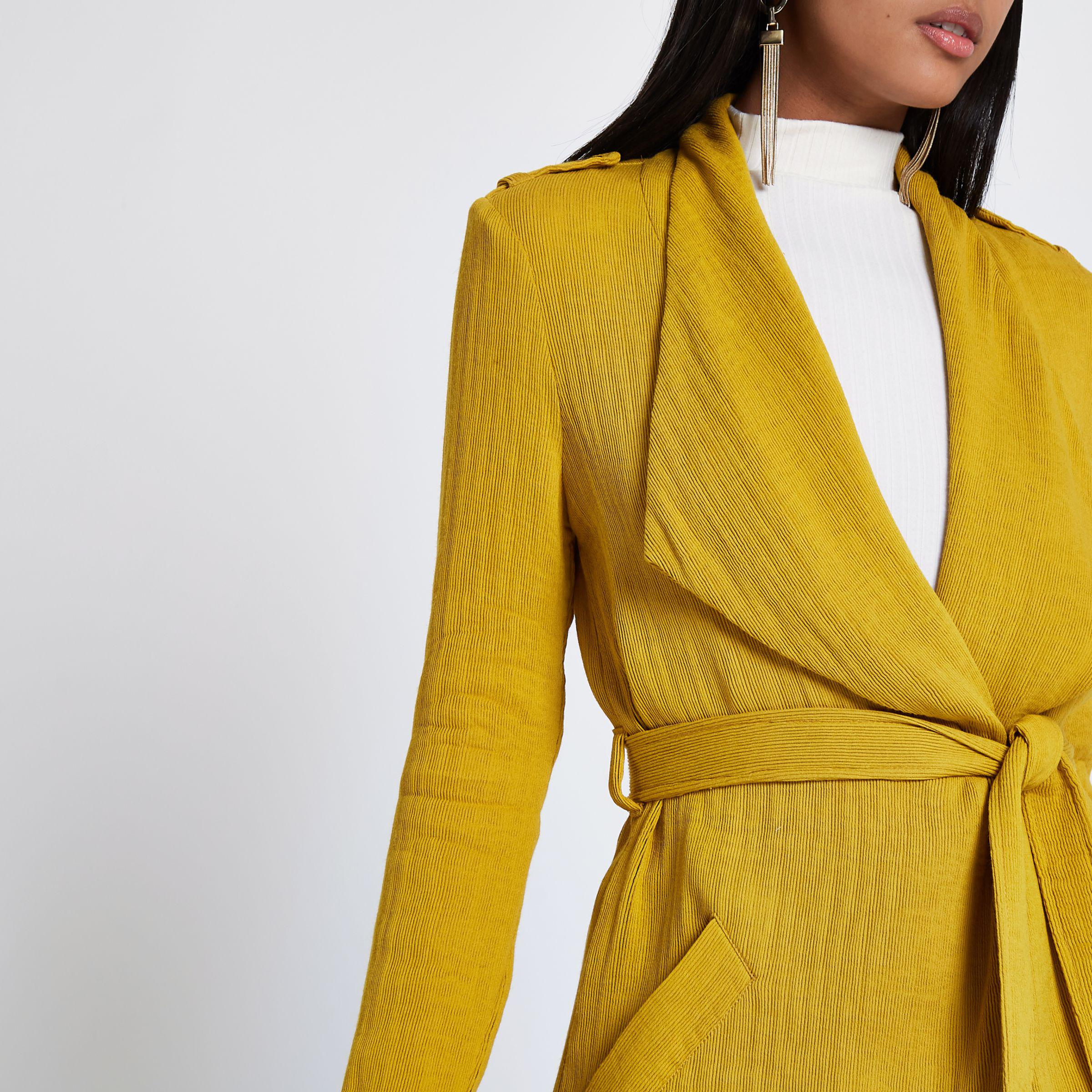 River island hot sale mustard coat