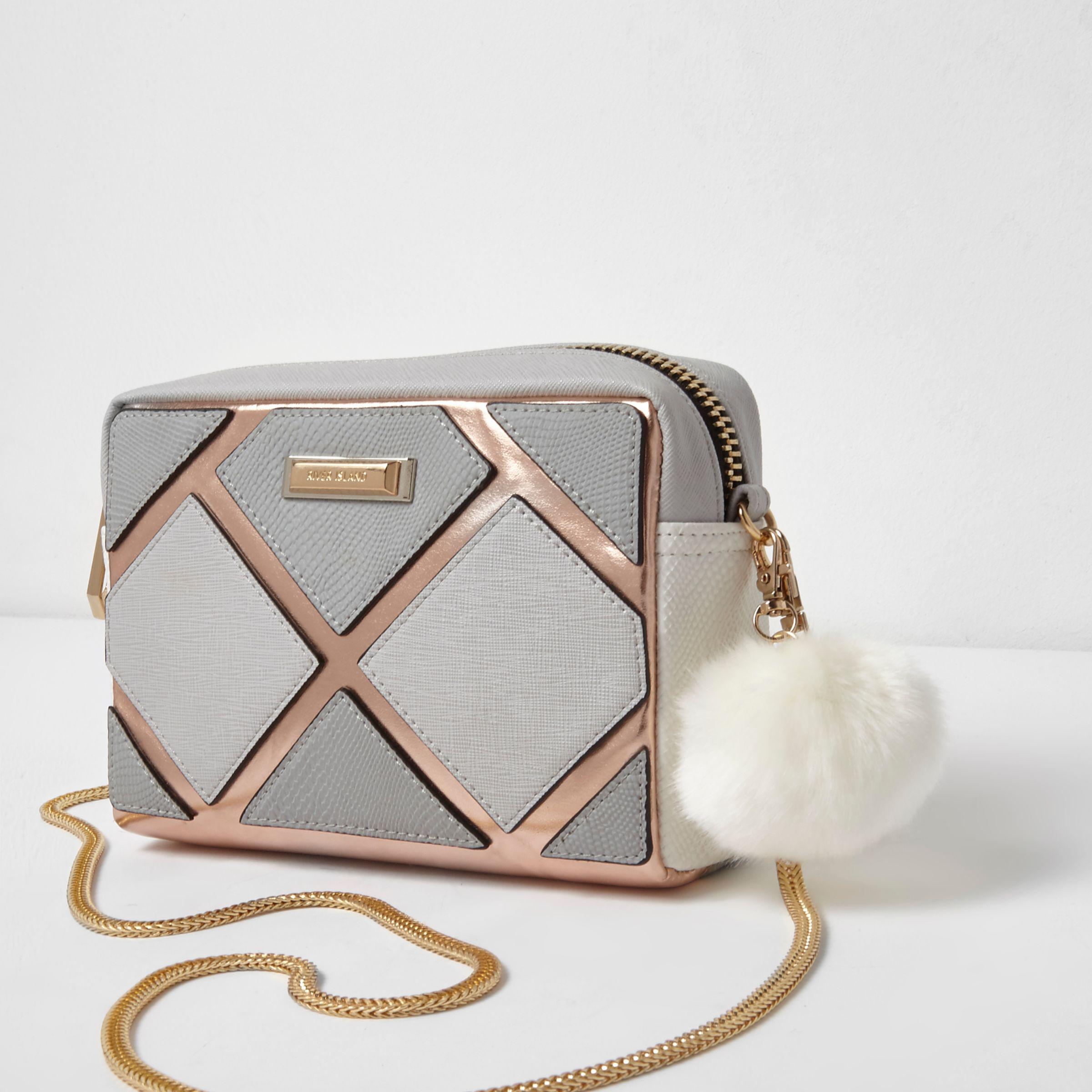 beige ri monogram boxy cross body bag