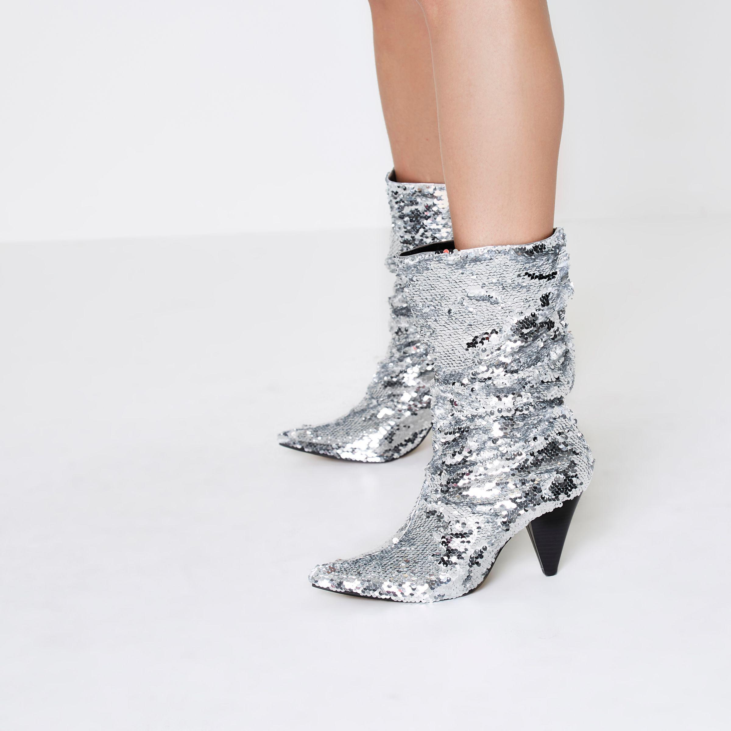 brown cone heel boots