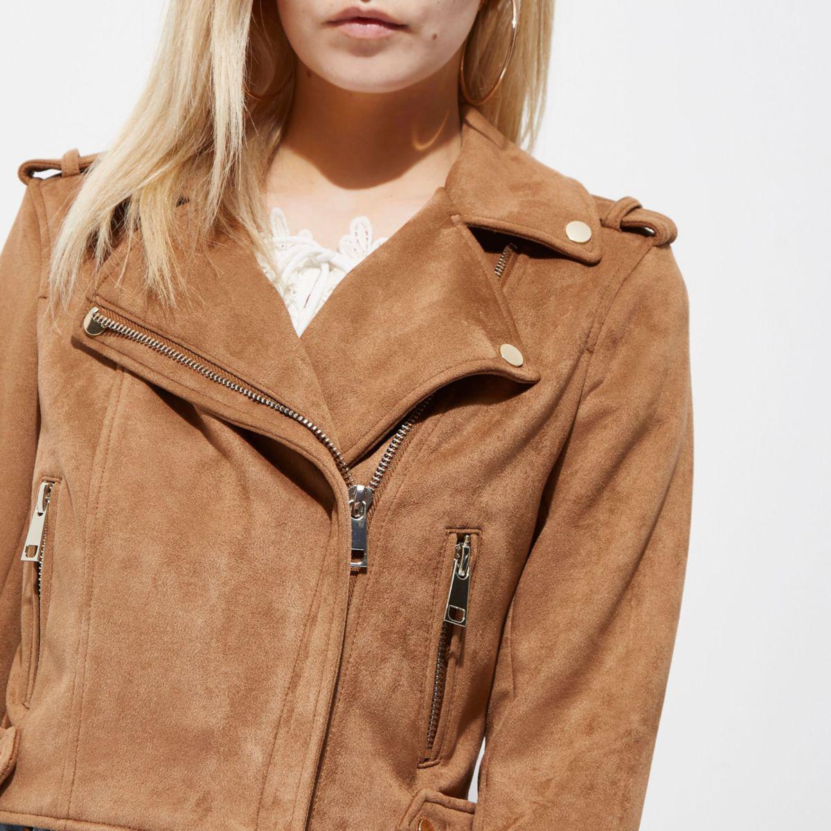 petite tan leather jacket