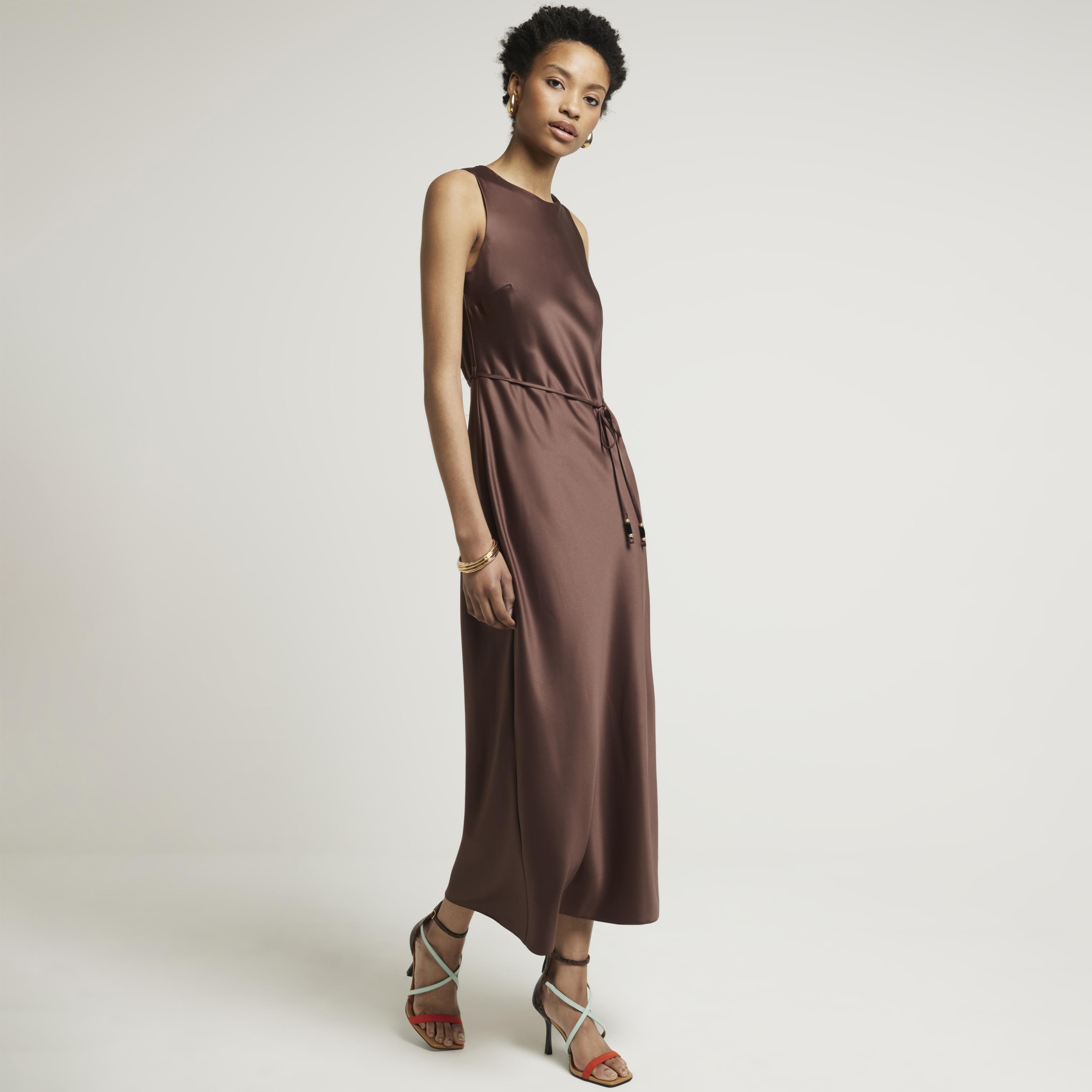 Belted slip dress deals