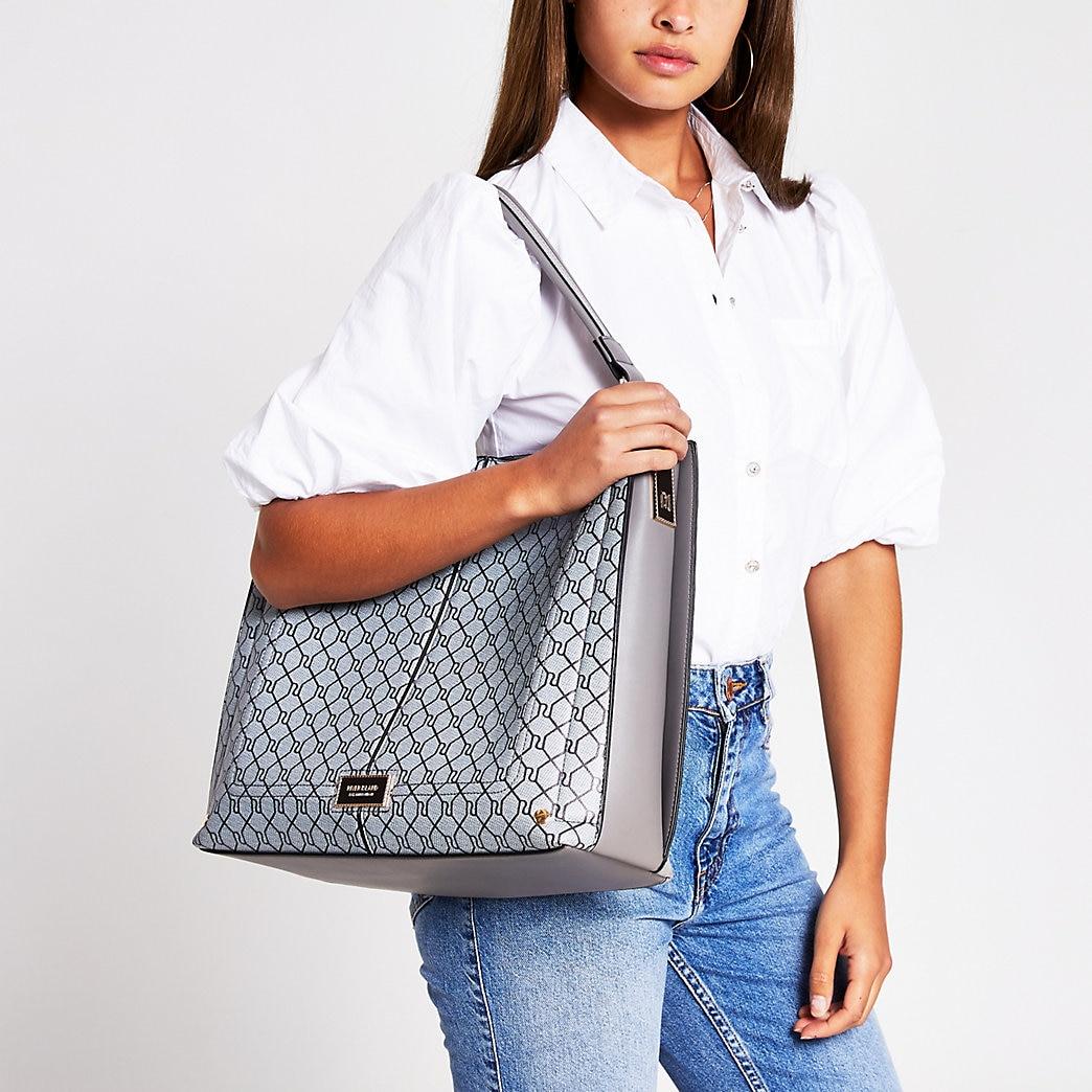 river island grey monogram bolsa