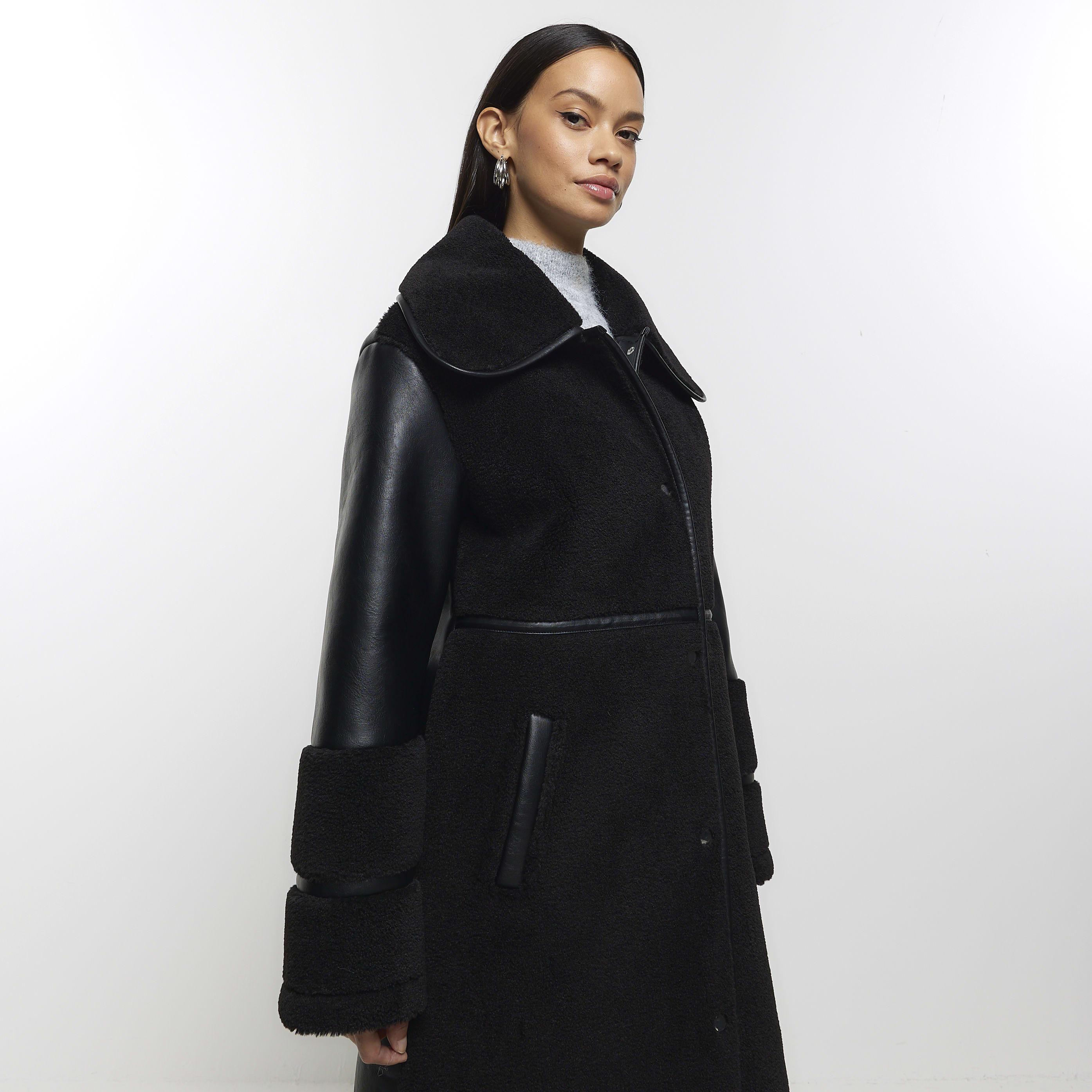 River island shearling coat cheap