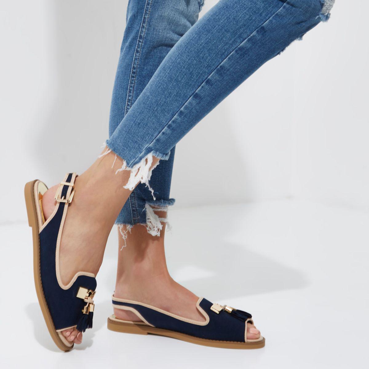 flat peep toe slingbacks