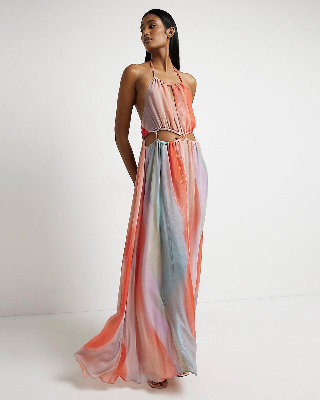 River Island Orange Striped Cut Out 