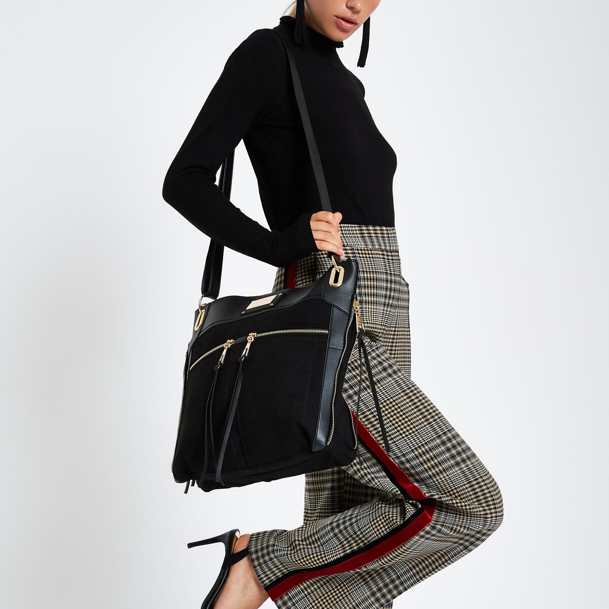 river island black messenger bag