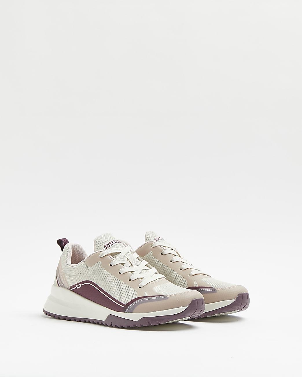 Skechers River Island Cream Squad Trainers in Natural | Lyst