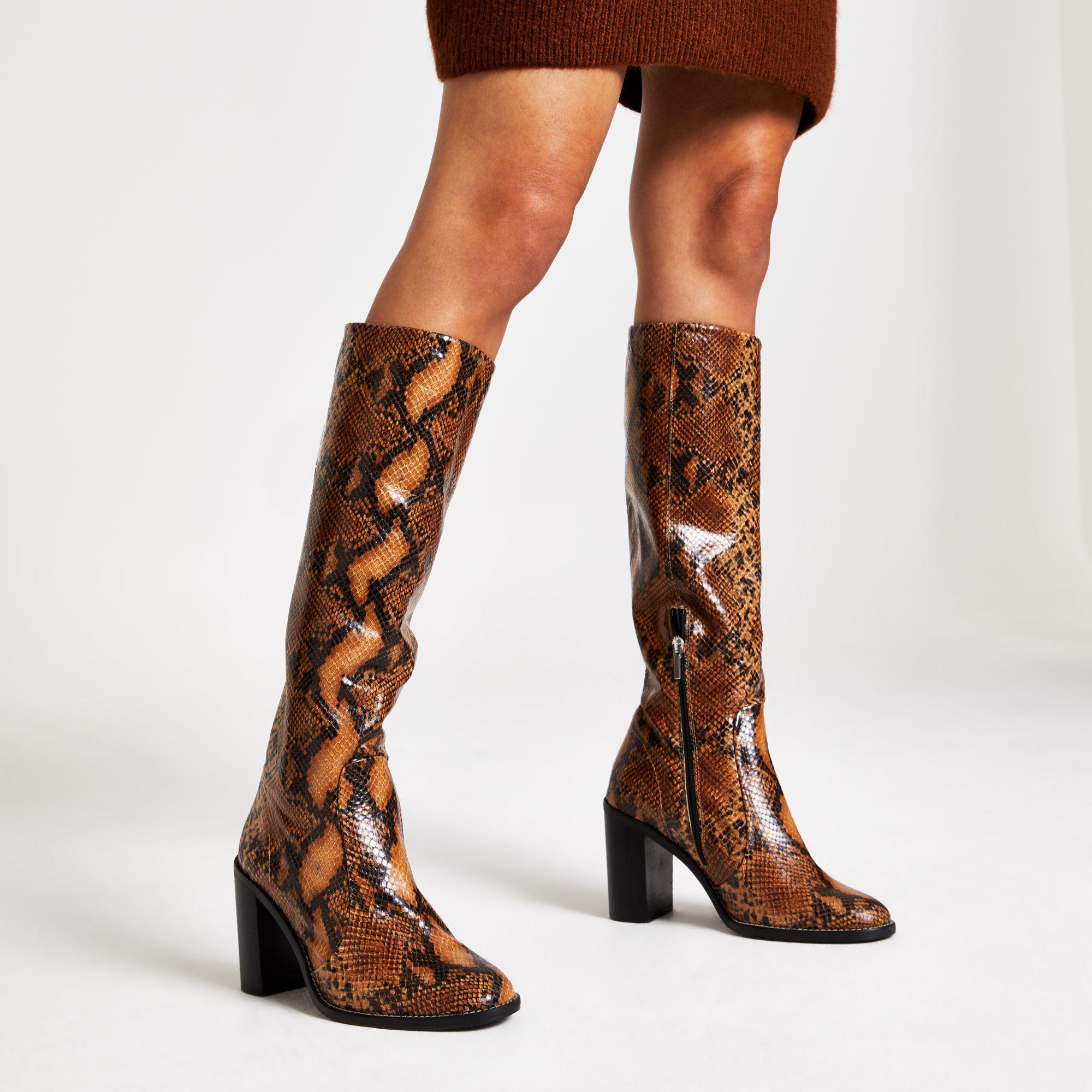 flat snake print boots