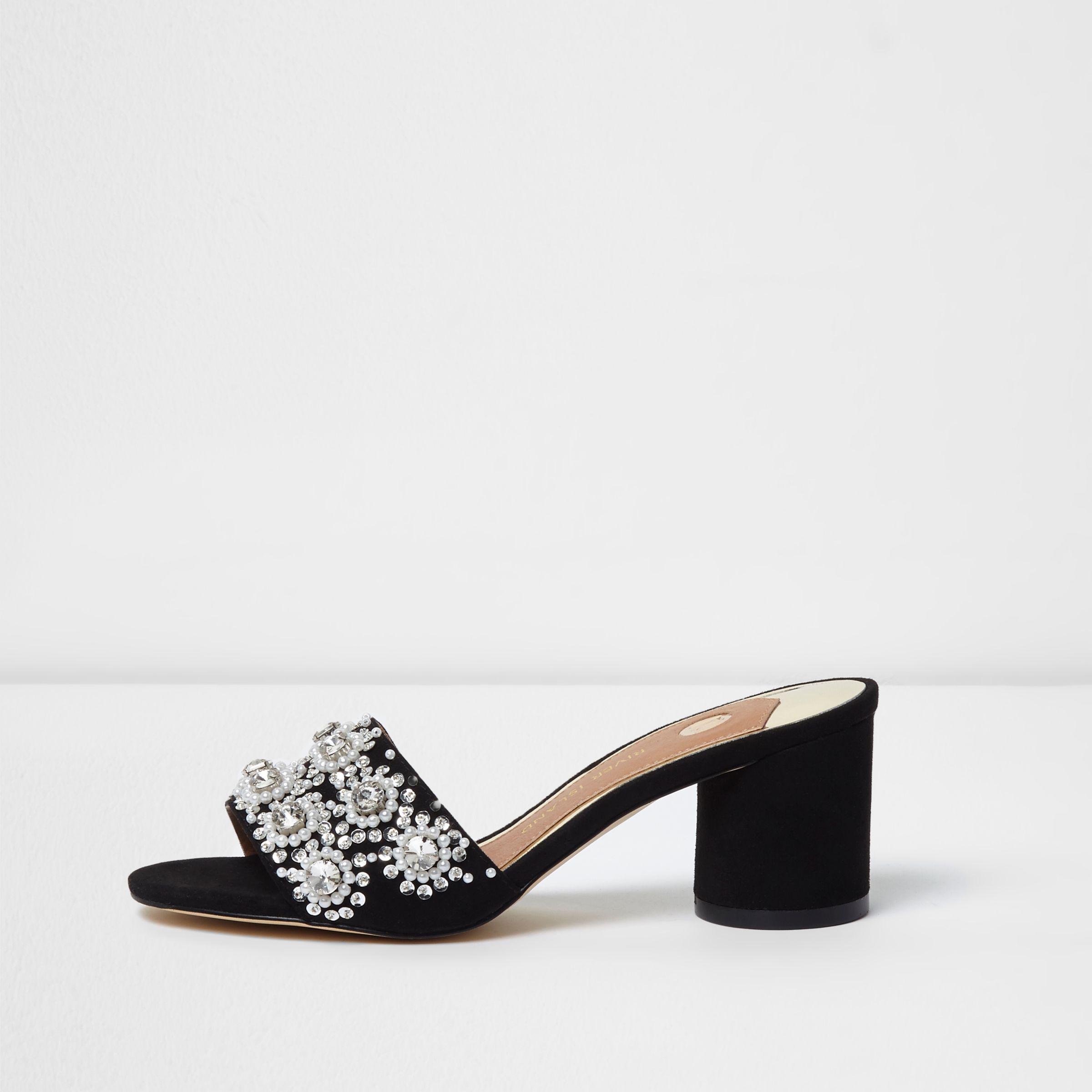 embellished mule heels