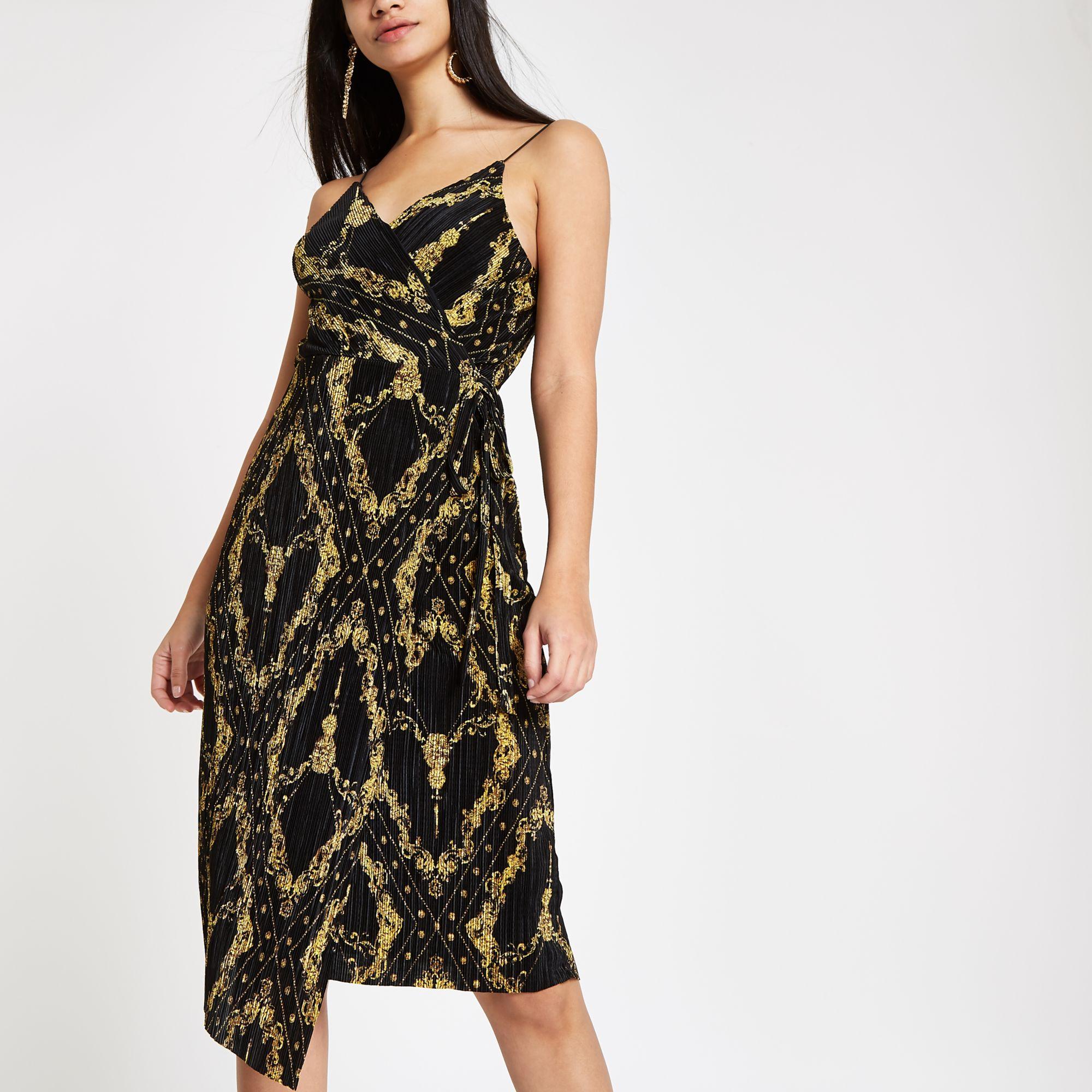 river island black plisse dress