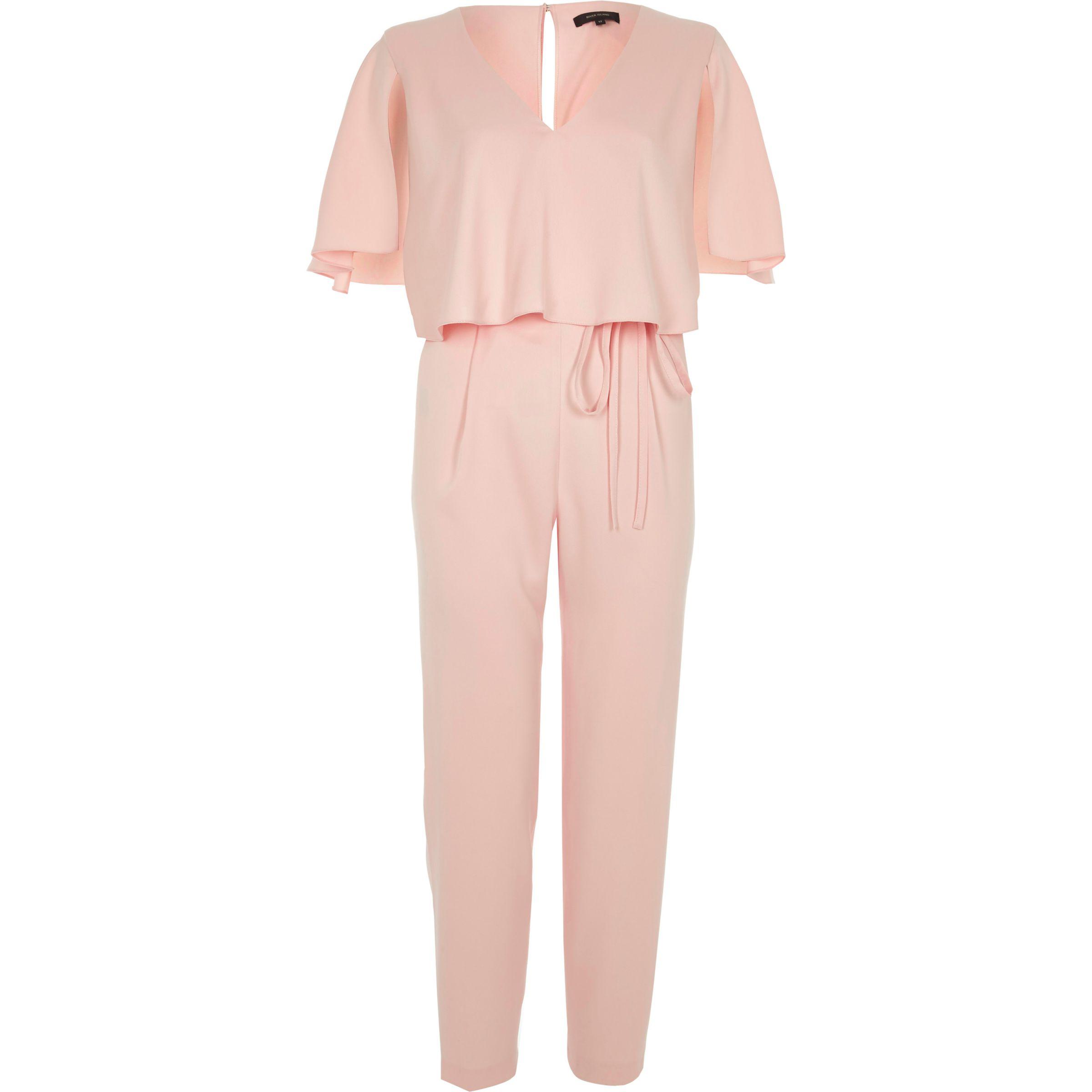 River Island Synthetic Light Pink Cape Tapered Jumpsuit Lyst