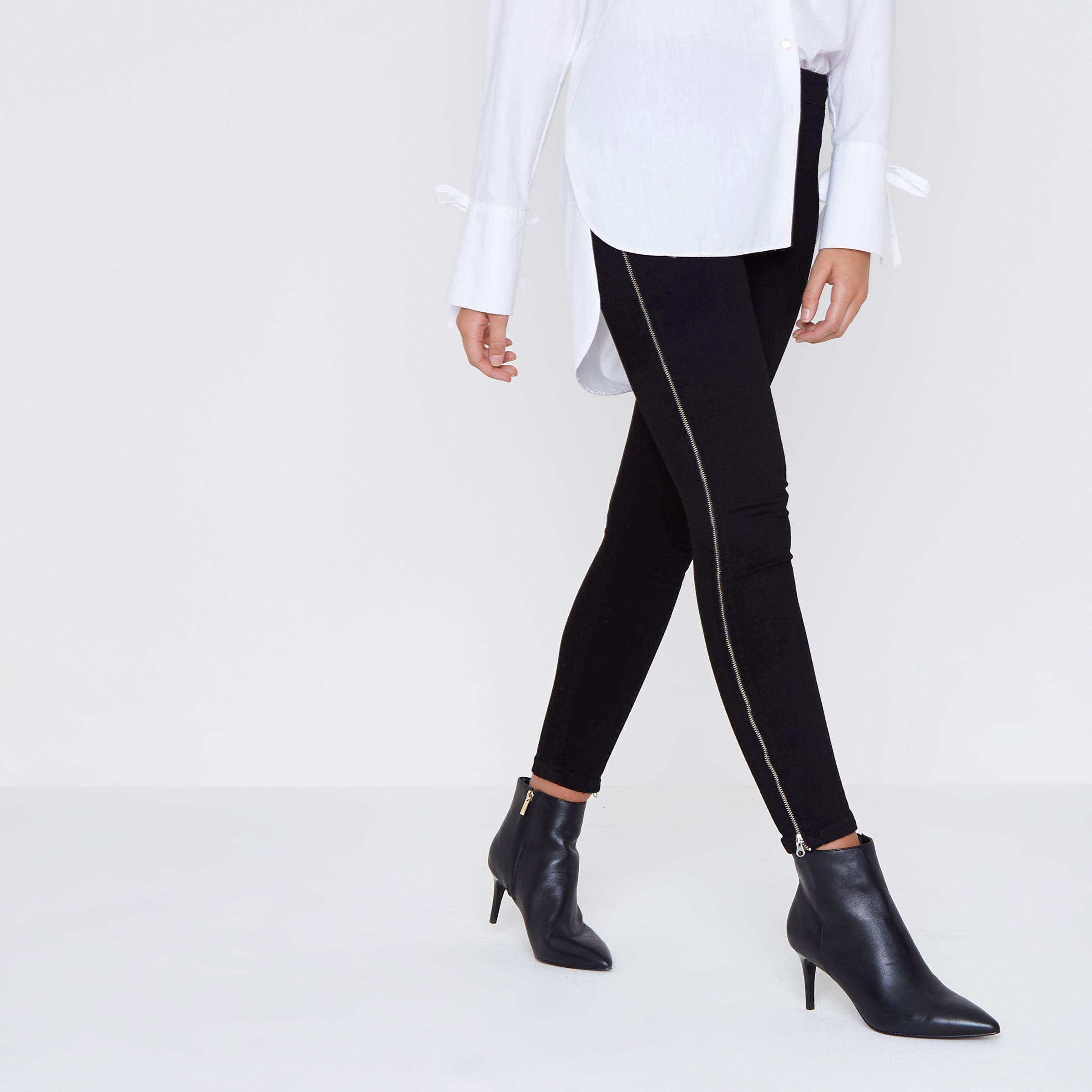 River Island Denim Black Side Zip Molly 