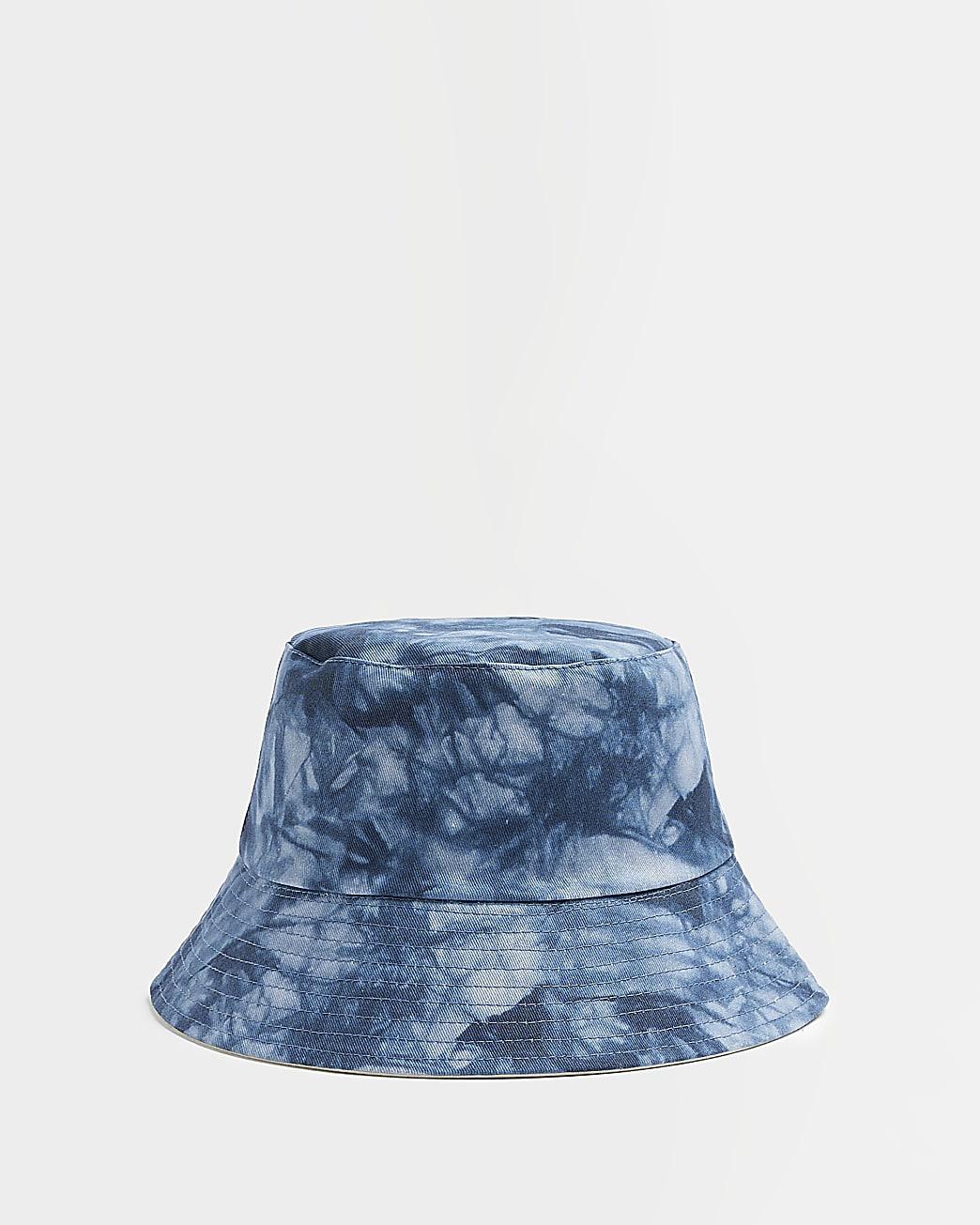 River Island Tie Dye Bucket Hat in Blue 