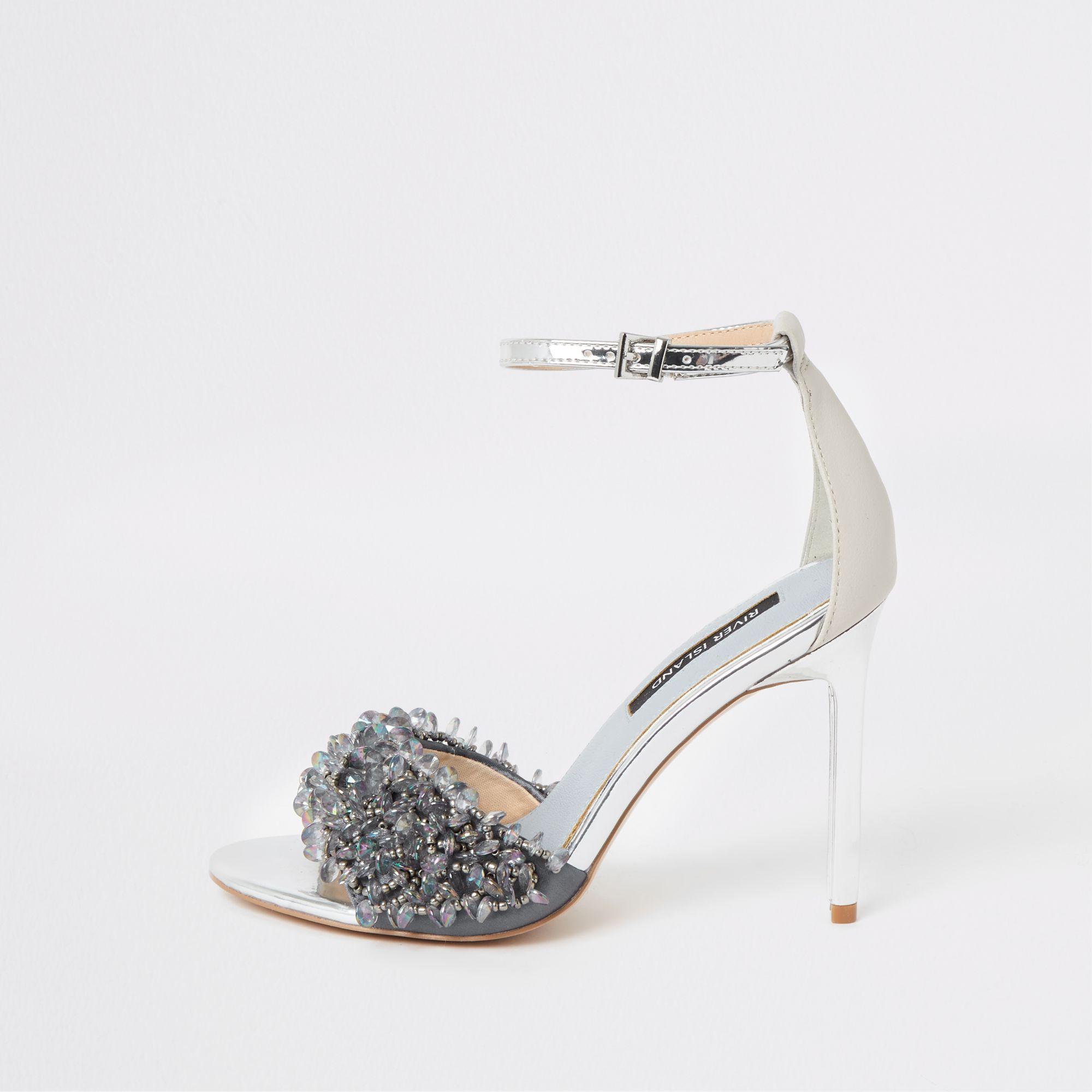 beaded heeled sandals