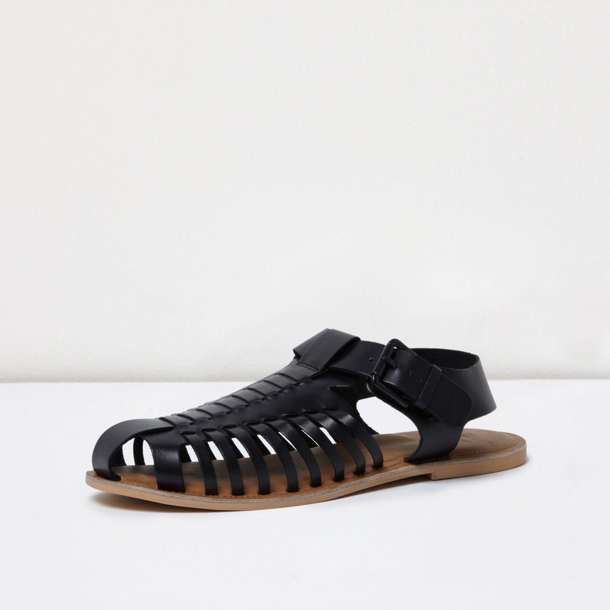 River Island Black Leather Fisherman Sandals for Men Lyst