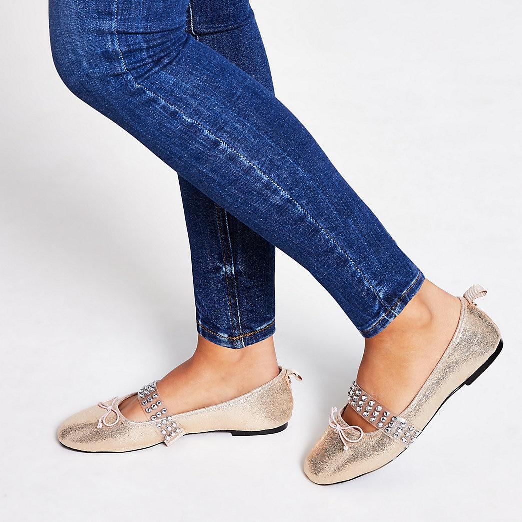 River Island Rose Gold Diamante Perspex Ballet Shoes Lyst
