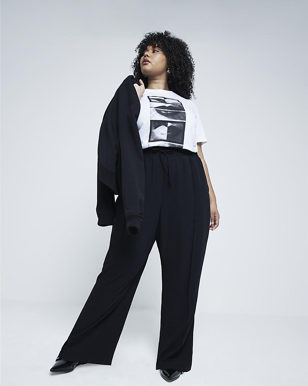 River Island Plus Tailored Joggers in Black Lyst UK