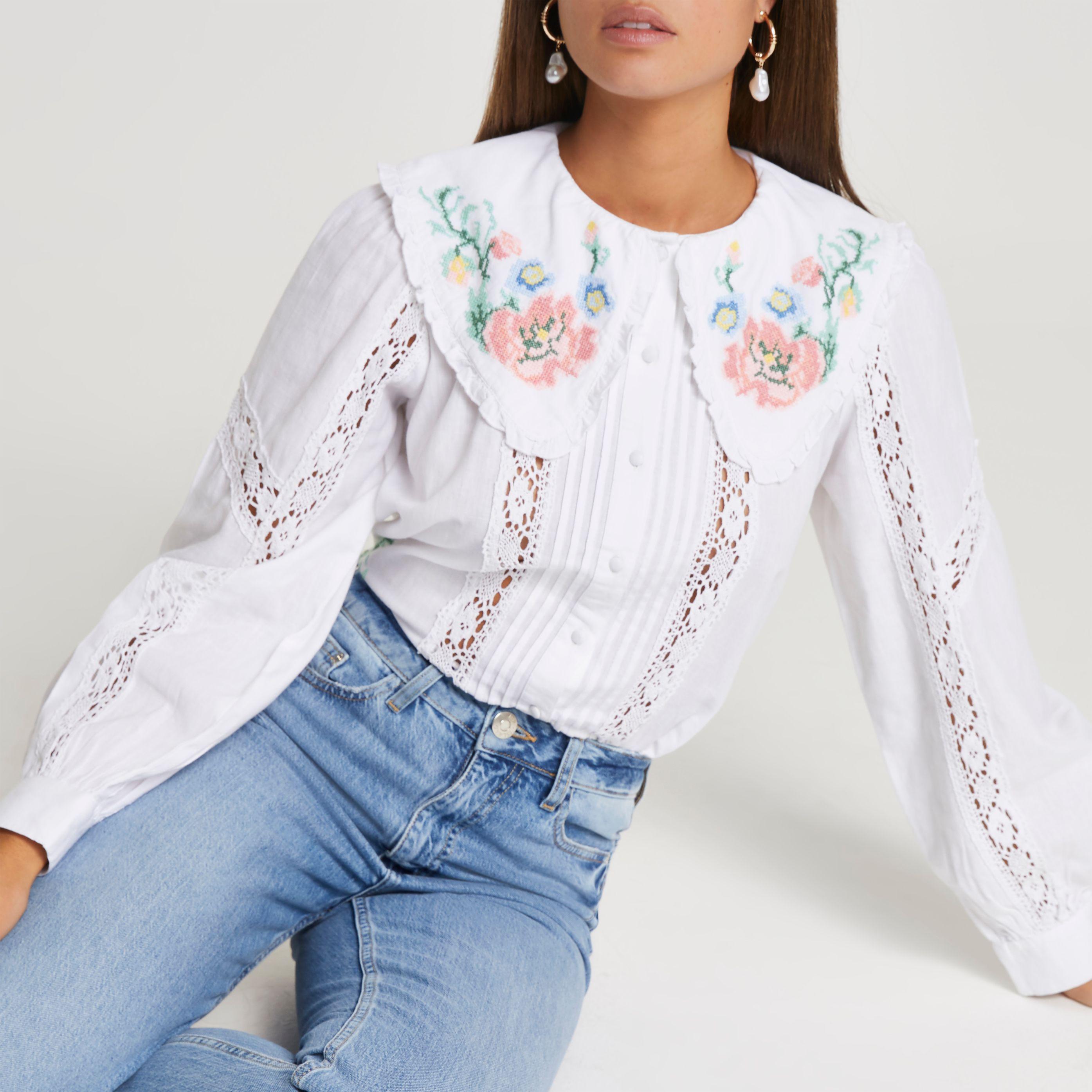 River Island Lace White Long Sleeve 