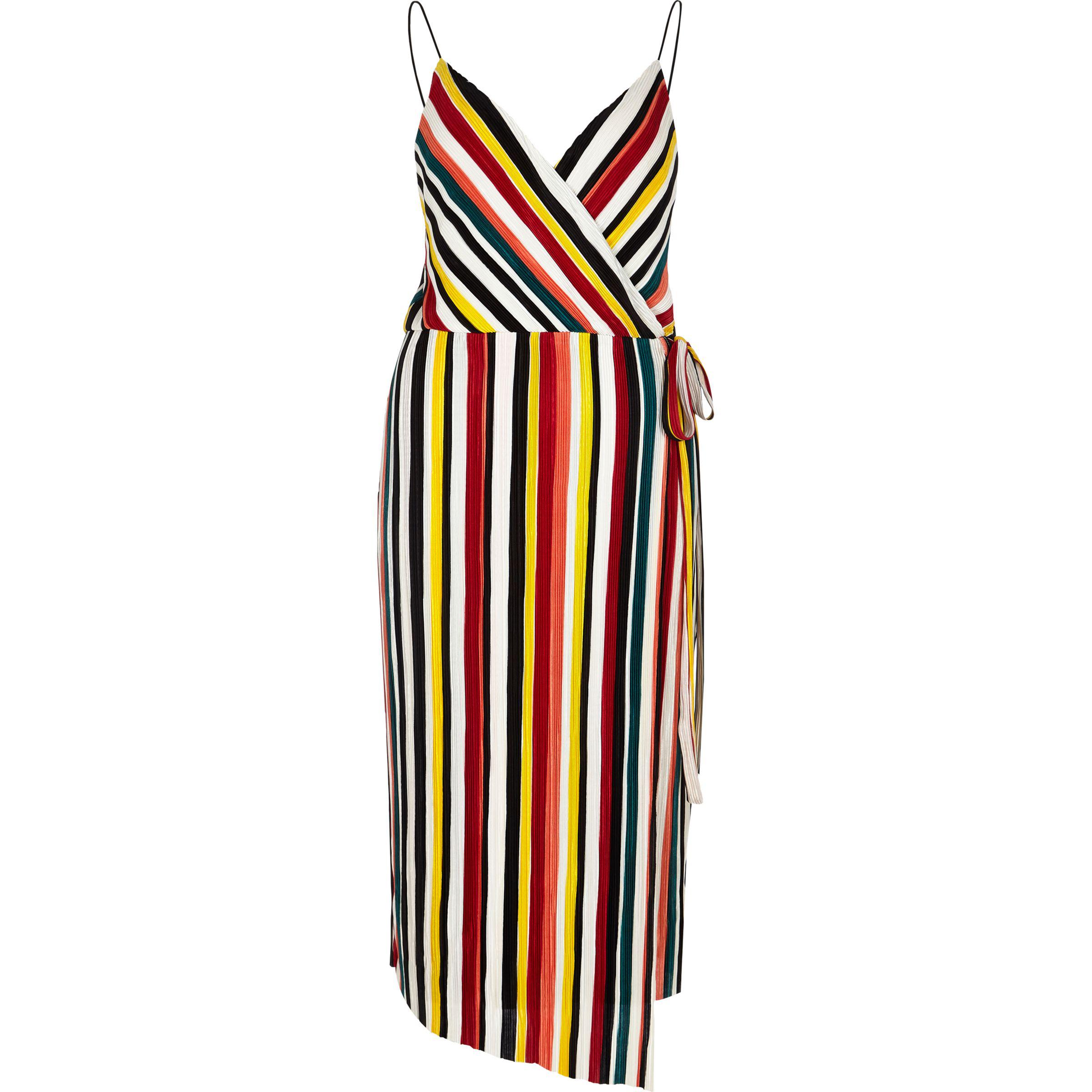 river island stripe midi wrap dress