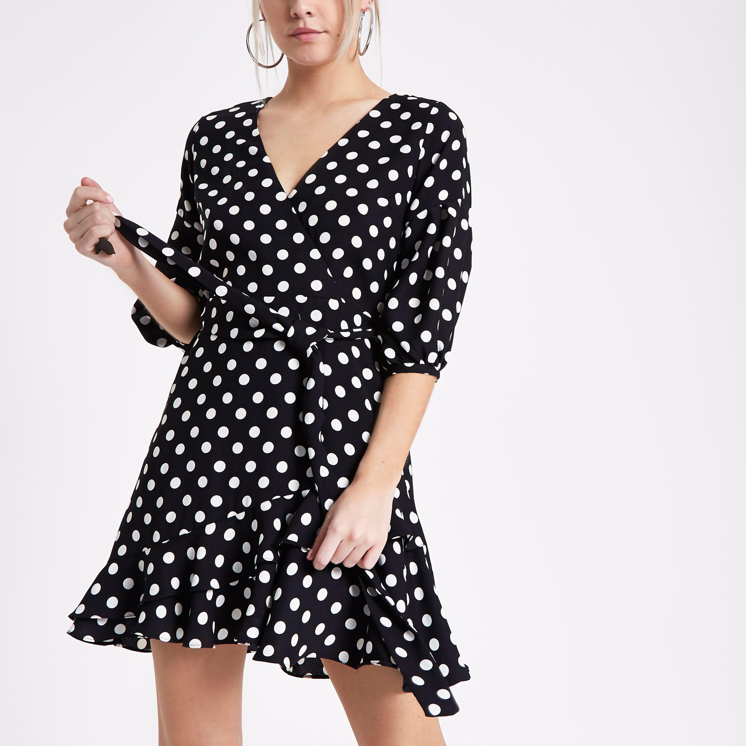 river island black spot dress